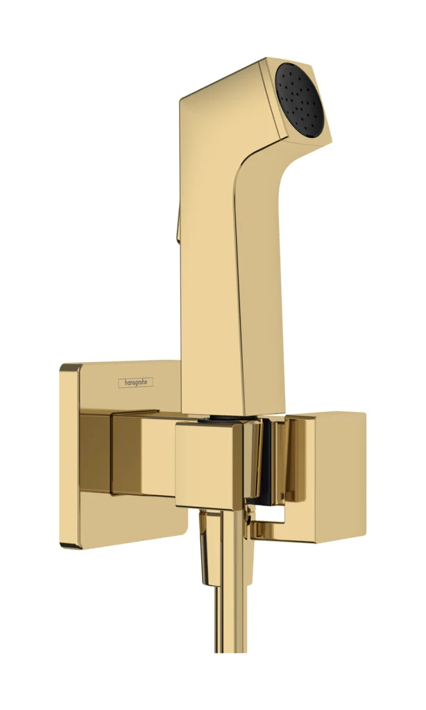 Hansgrohe Bidette Handbrause EcoSmart Polished Gold Optic, 1-Jet, Brauseschlauch 1250 mm, Brausekopfgröße 28 mm