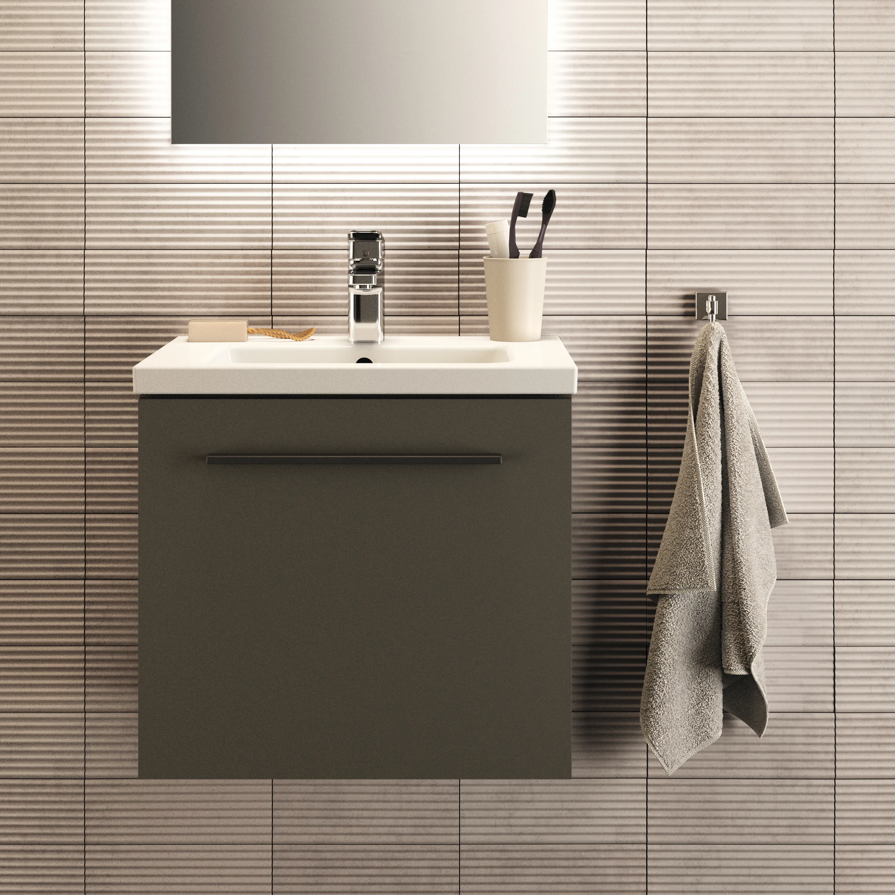 Ideal Standard Waschtischunterschrank „i.lifeS“ 50 × 44 × 37,5 cm Quarzgrau matt