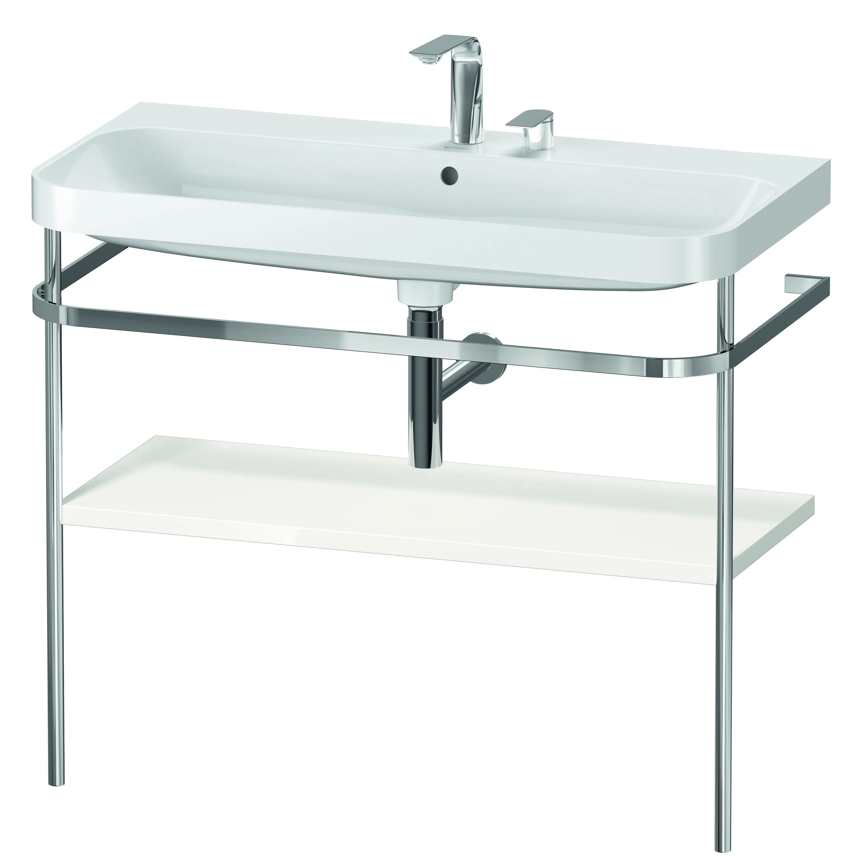 Duravit Waschtischunterschrank c-shaped Set mit Metallkonsole „Happy D.2 Plus“ 97,5 × 85 × 49 cm in Weiß Hochglanz