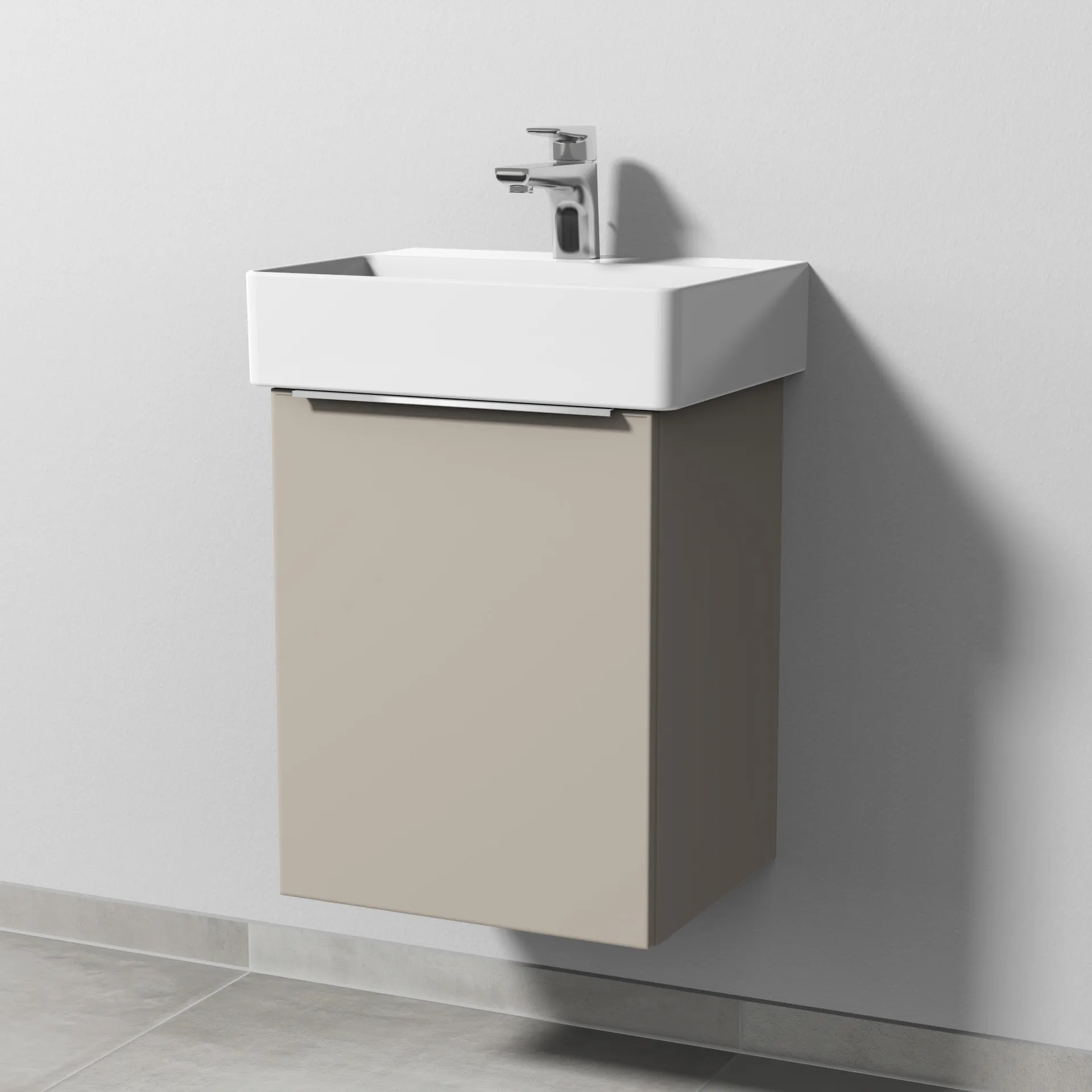 Sanipa Waschtischunterschrank „3way“ passend zu Keramik-Waschtische Dura Square von Duravit 400 × 517 × 337 mm in Kaschmir (matt), Anschlag links