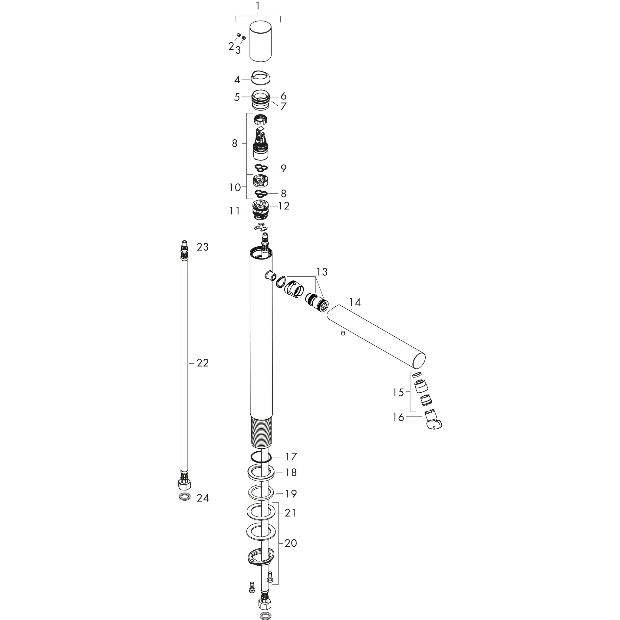 Waschtischmischer 260 Axor Uno Zerogriff ohne Ablaufgarnitur chrom