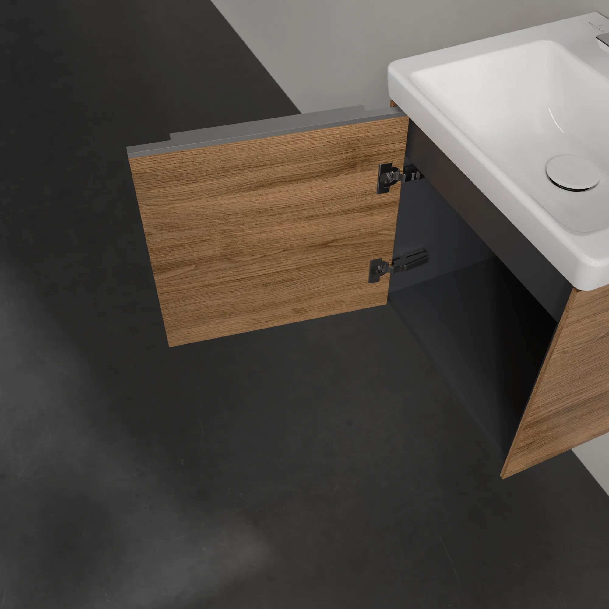 Villeroy & Boch Waschtischunterschrank mit Tür „Subway 3.0“ für Schrankwaschtisch 423 × 429 × 378 mm Kansas Oak, 1 Tür, für Becken mittig, Anschlag links