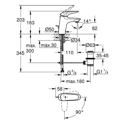 Einhand-Waschtischbatterie Eurostyle 23709_3, S-Size, Einlochmontage, geschlossener Metall-Hebelgriff, Energie-Spar-Funktion Mittelstellung kalt, Zugstangen-Ablaufgarnitur 1 1/4'', chrom Einhand-Waschtischbatterie Eurostyle 23709_3, S-Size, Einlochmontage, geschlossener Metall-Hebelgriff, Energie-Spar-Funktion Mittelstellung kalt, Zugstangen-Ablaufgarnitur 1 1/4'', chrom