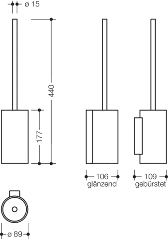 WC-Bürstengarnitur, Metall, PVD, zur Wandmontage, in Farbe CK (messing glänzend) WC-Bürstengarnitur, Metall, PVD, zur Wandmontage, in Farbe CK (messing glänzend)