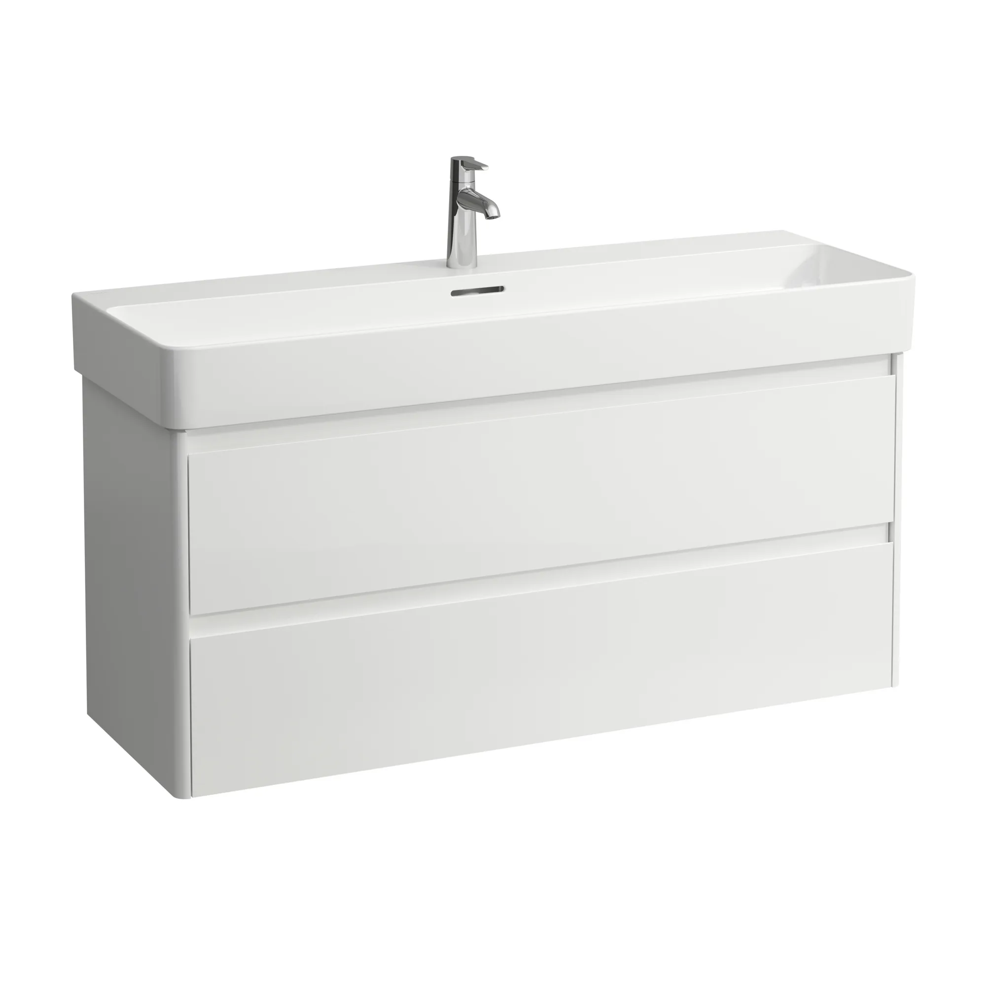 Waschtischunterbau BASE 2.0 für VAL 400x1168x515 2 Schubladen mit Griffmulde für Waschtisch H810289 weiß matt