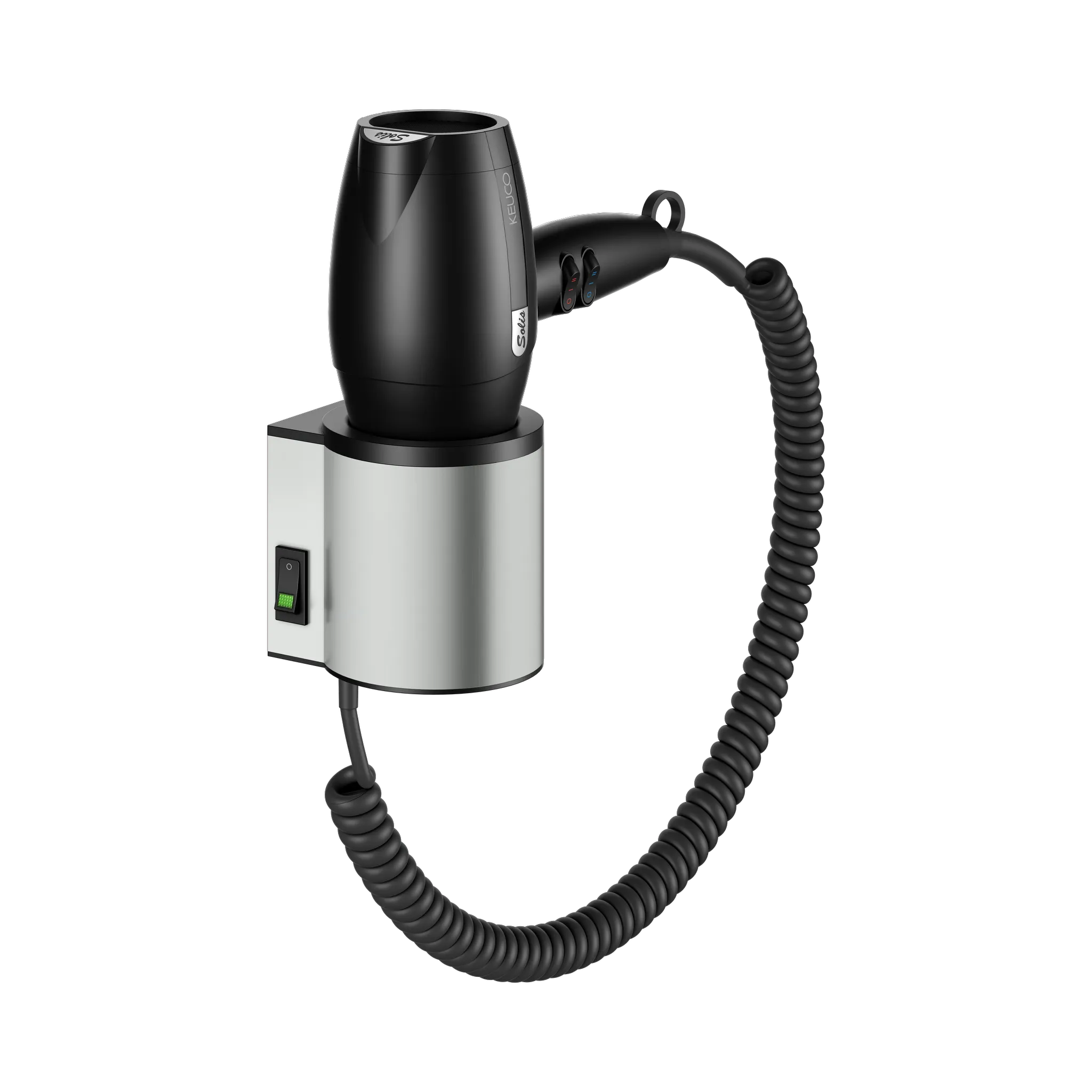 KEUCO PLAN Haartrockner mit Wandhalterung Edelstahl-finish / schwarz