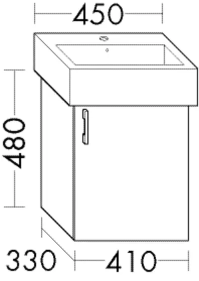 Waschtischunterschrank Sys30 von burgbad - 1 Tür, 480 mm hoch, 410 mm breit, 330 mm tief
