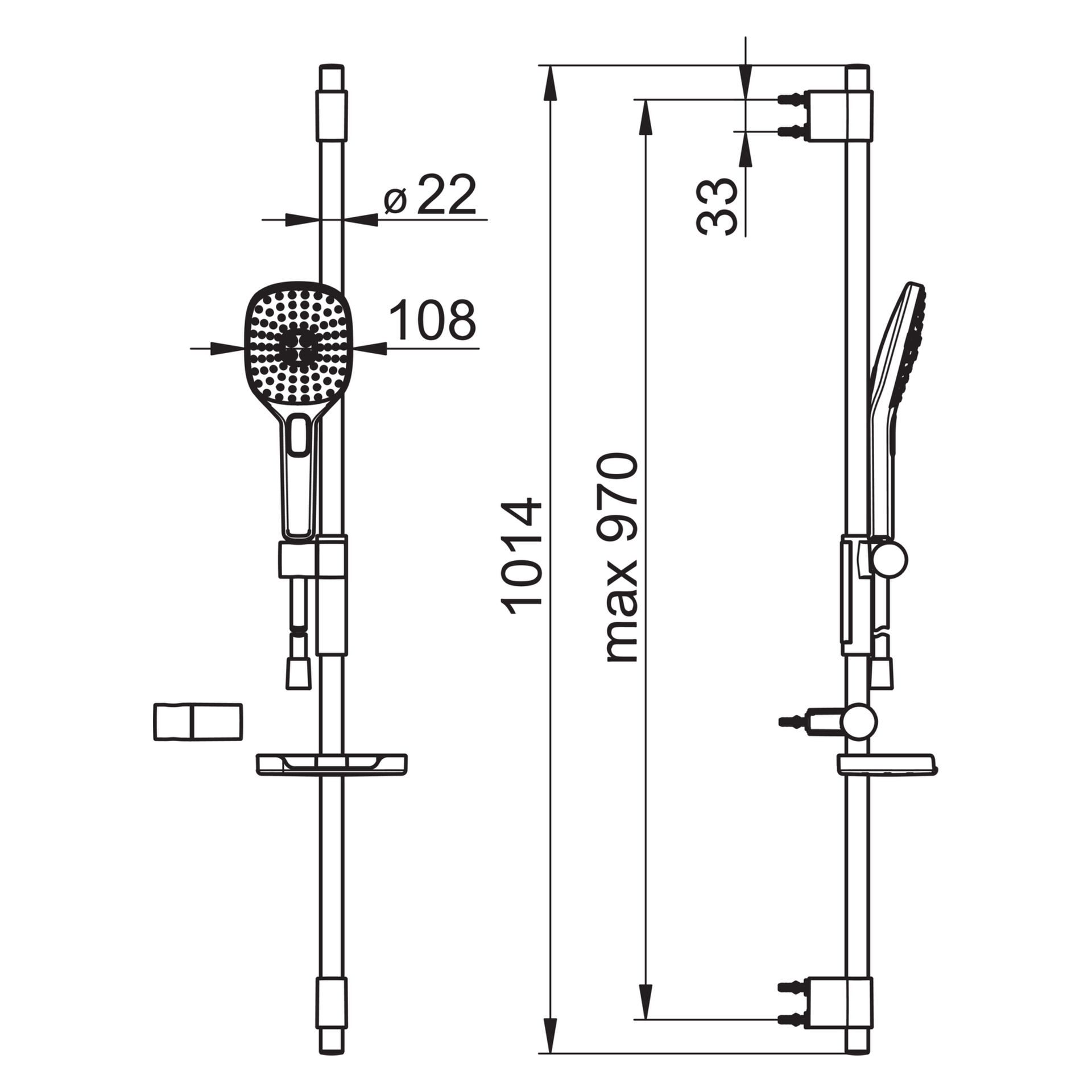 Gleitstangekombination „Activejet Style“ 970 mm in Chrom Gleitstangekombination „Activejet Style“ 970 mm in Chrom