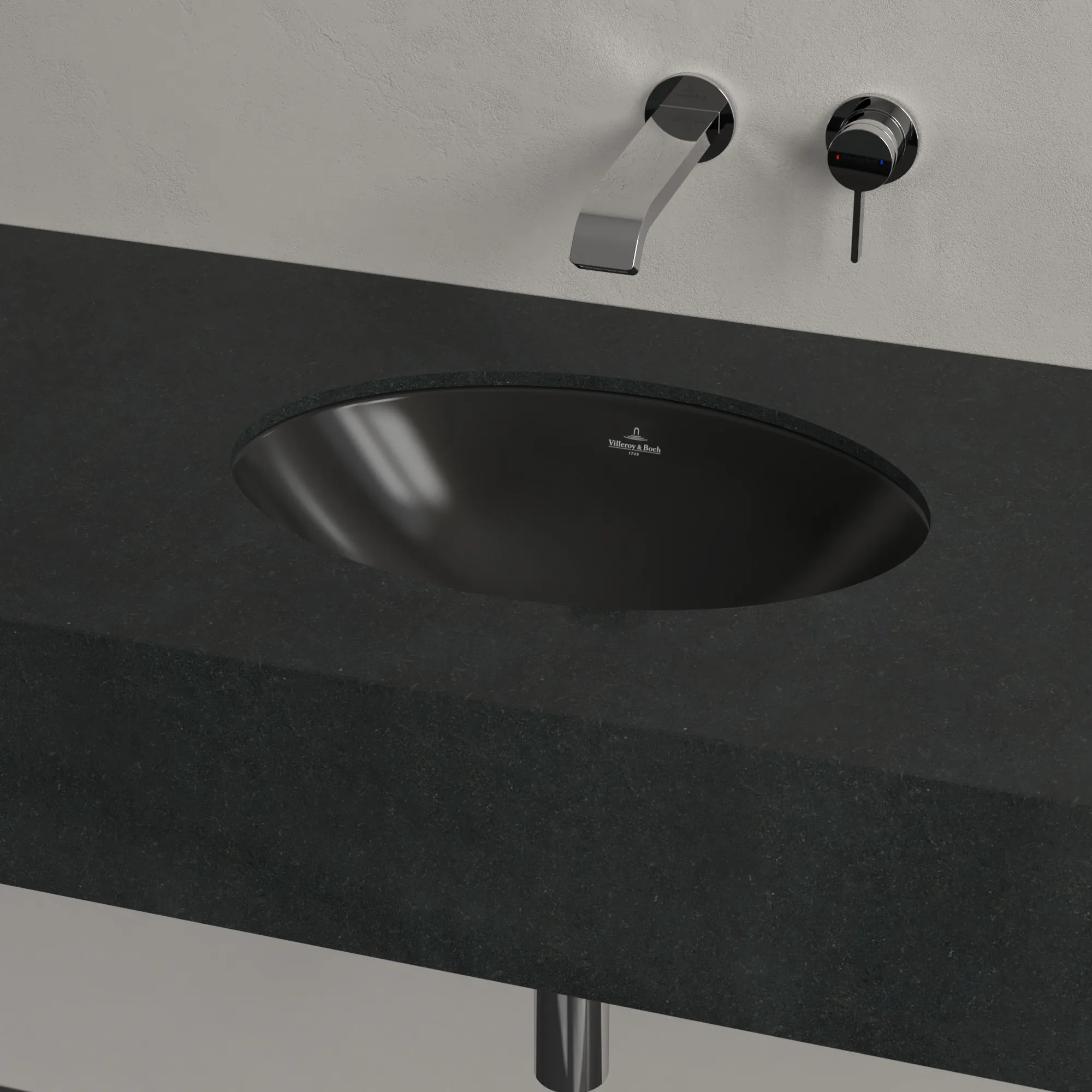 Villeroy & Boch Unterbauwaschbecken Loop & Friends, oval, Pure Black CeramicPlus, 430 x 290 mm, Höhe 185 mm
