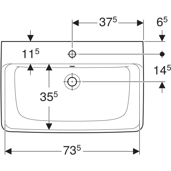 Wandwaschtisch „Renova Plan“, rechteckig 75 × 48 cm in weiß alpin Wandwaschtisch „Renova Plan“, rechteckig 75 × 48 cm in weiß alpin
