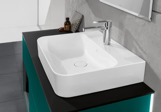Villeroy & Boch Waschbecken Finion 41686C, 600x470x164mm, weiß Alpin CeramicPlus, glänzend, TitanCeram, verdeckter Überlauf, Wandmontage