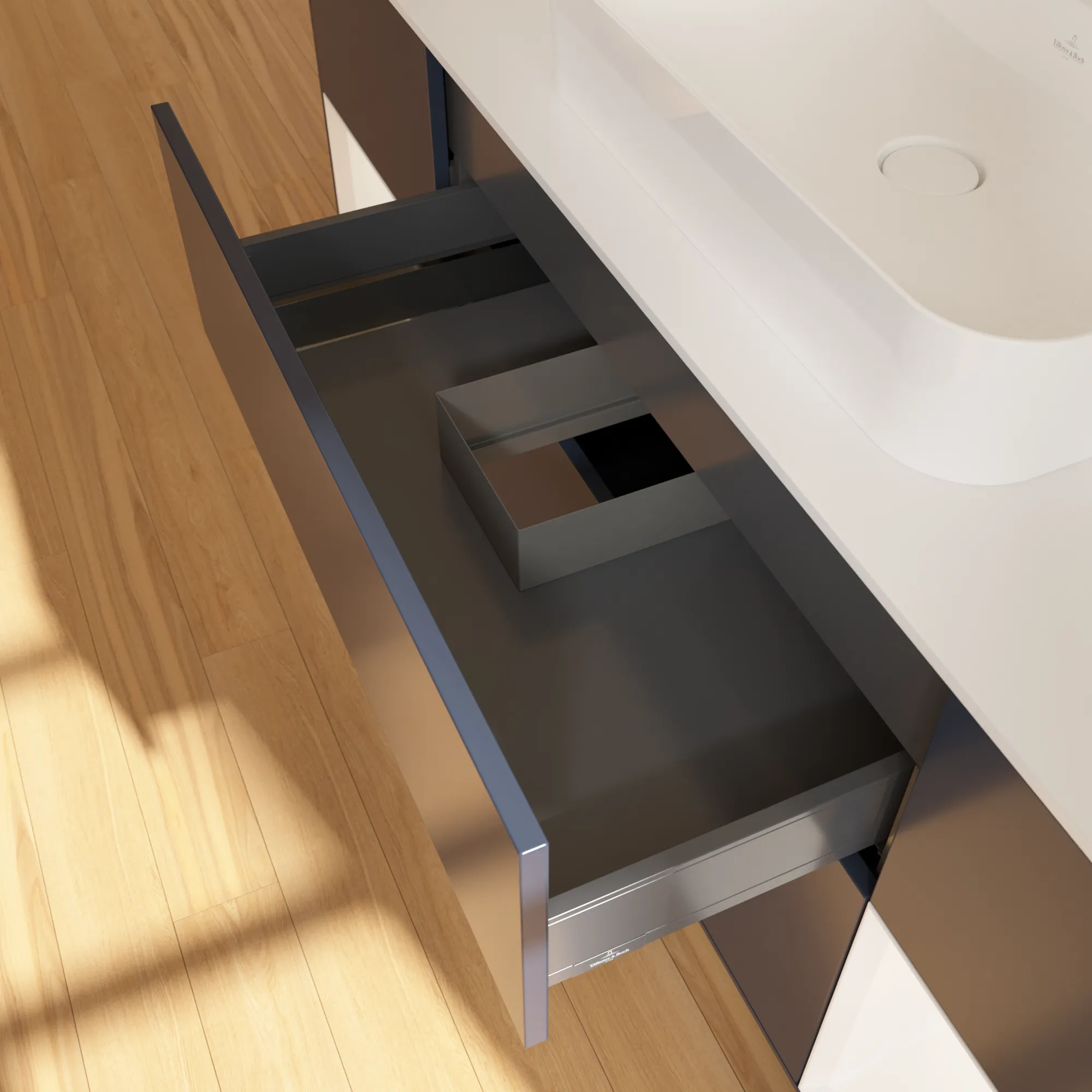 Villeroy & Boch Waschtischunterschrank „Finion“ für Schrankwaschtisch 1600 × 603 × 501 mm Midnight Blue Matt Lacquer, für Becken mittig