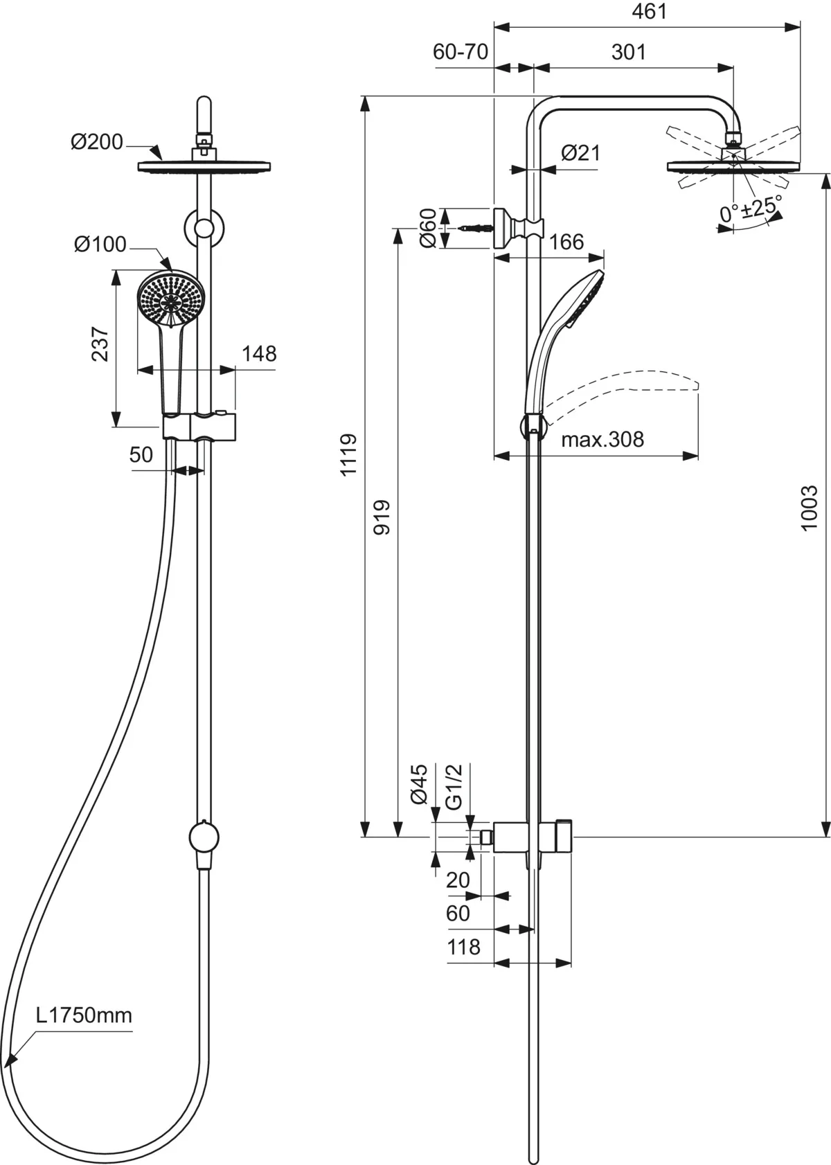 Ideal Standard Duschsystem „CeratwistT20“ Ideal Standard Duschsystem „CeratwistT20“