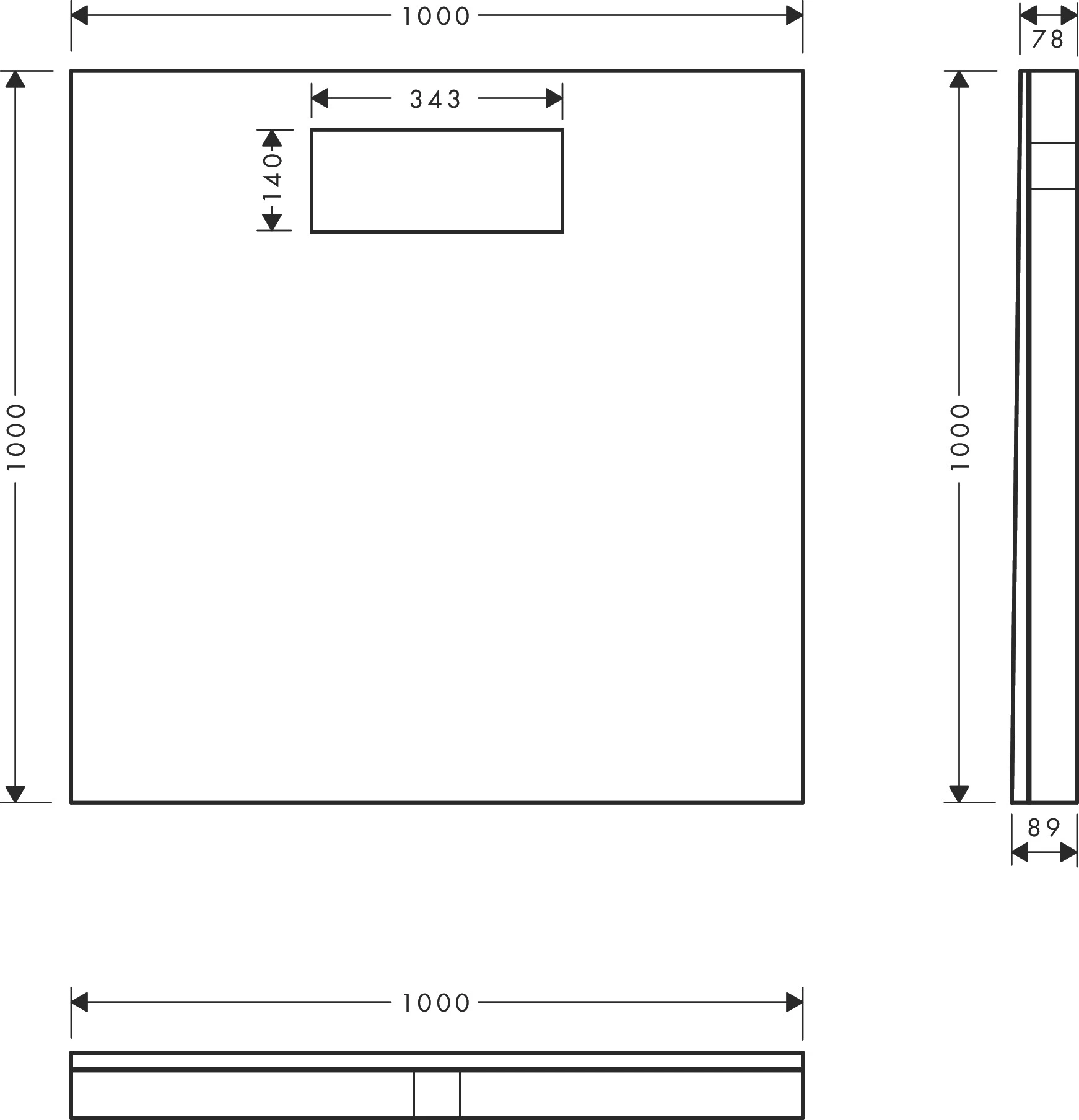 RainDrain Board Befliesbares Duschelement 1000/1000 mit Installationsset