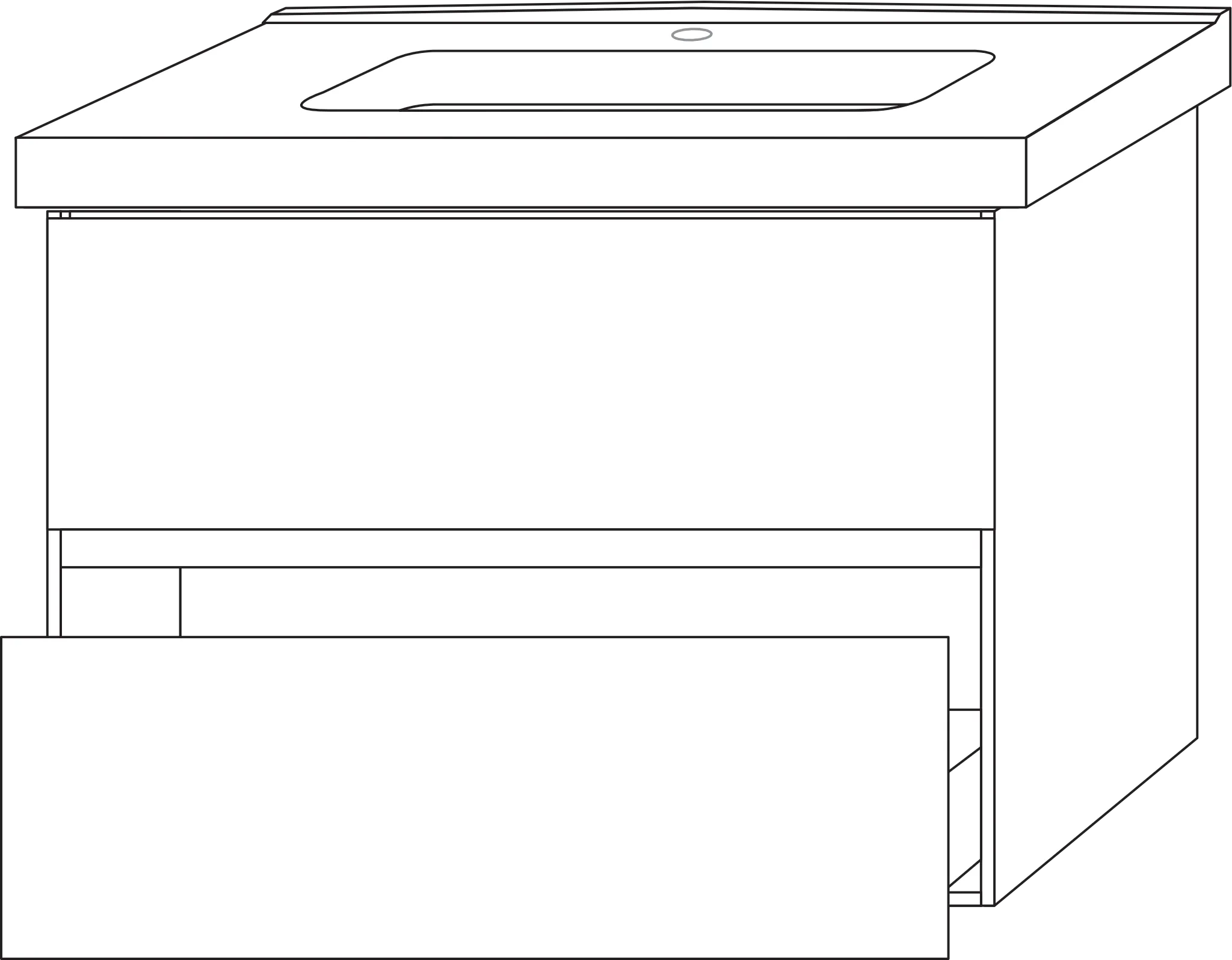 Sanipa Keramik-Waschtisch-Set mit Waschtischunterschrank „Solo One“ 75 × 45 × 55,1 cm in Linde-Hell