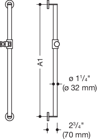 Brausehalterstange S900 schliff, A var. signalweiß