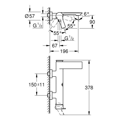 Einhand-Wannenbatterie Allure 32826_1, Wandmontage, eigensicher, chrom Einhand-Wannenbatterie Allure 32826_1, Wandmontage, eigensicher, chrom