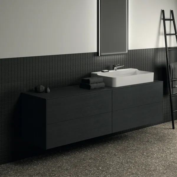 Ideal Standard Waschtischunterschrank „Conca“ 198,7 × 55 × 50,5 cm Eiche geflammt Furnier Ideal Standard Waschtischunterschrank „Conca“ 198,7 × 55 × 50,5 cm Eiche geflammt Furnier