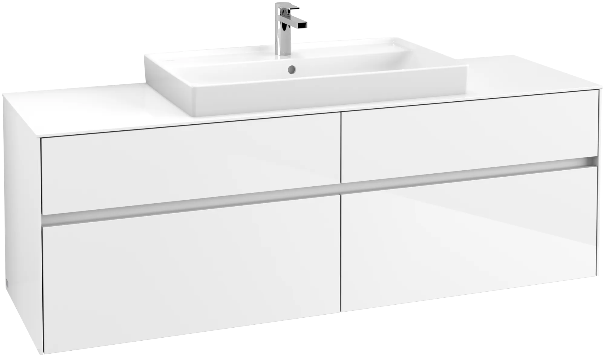 Villeroy & Boch Waschtischunterschrank „Collaro“ 1600 × 548 × 500 mm Glossy White, ohne Beleuchtung, für Becken mittig