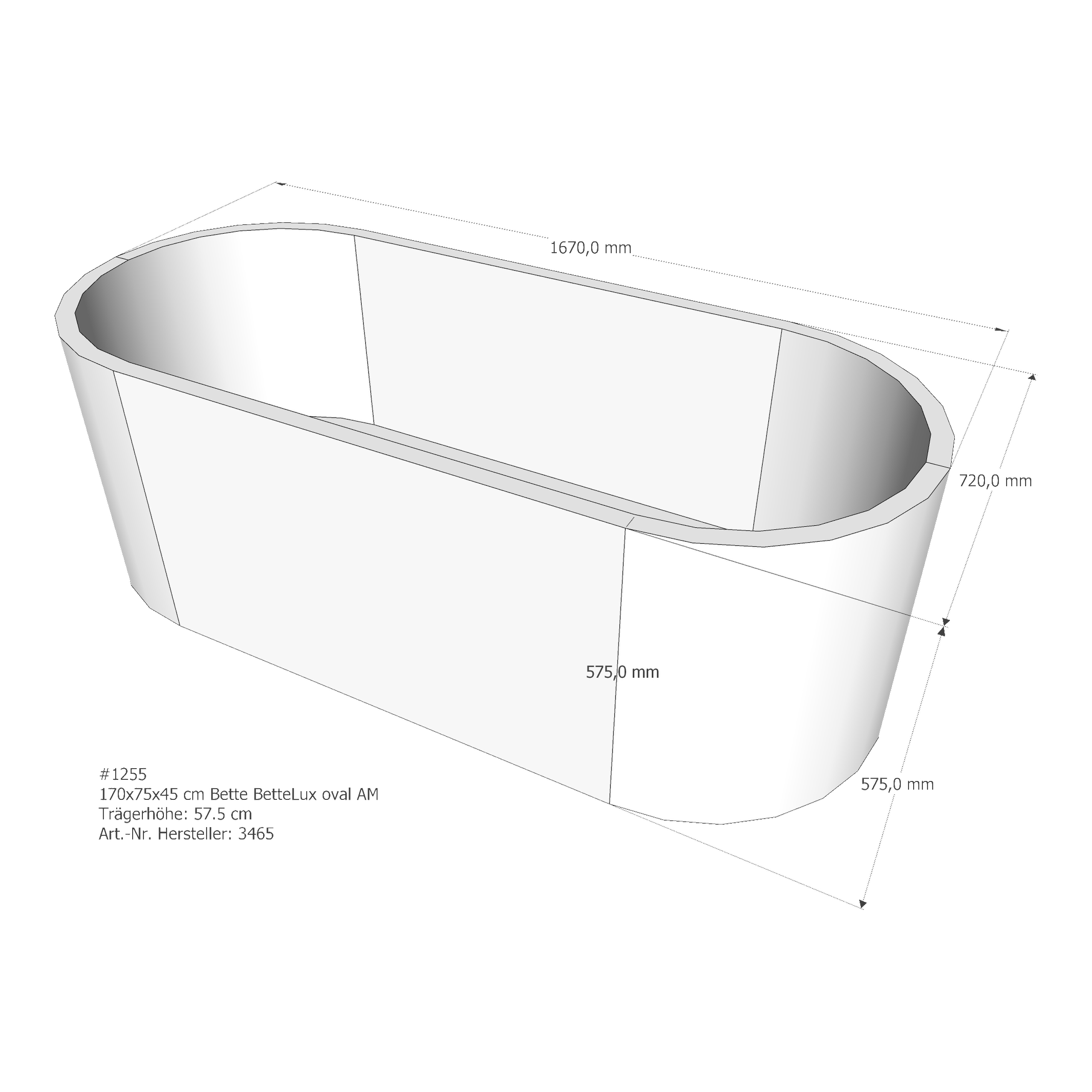 Badewannenträger für Bette LuxOval 170 × 75 × 45 cm Breite: 75 cm / Länge: 170 cm Badewannenträger für Bette LuxOval 170 × 75 × 45 cm Breite: 75 cm / Länge: 170 cm