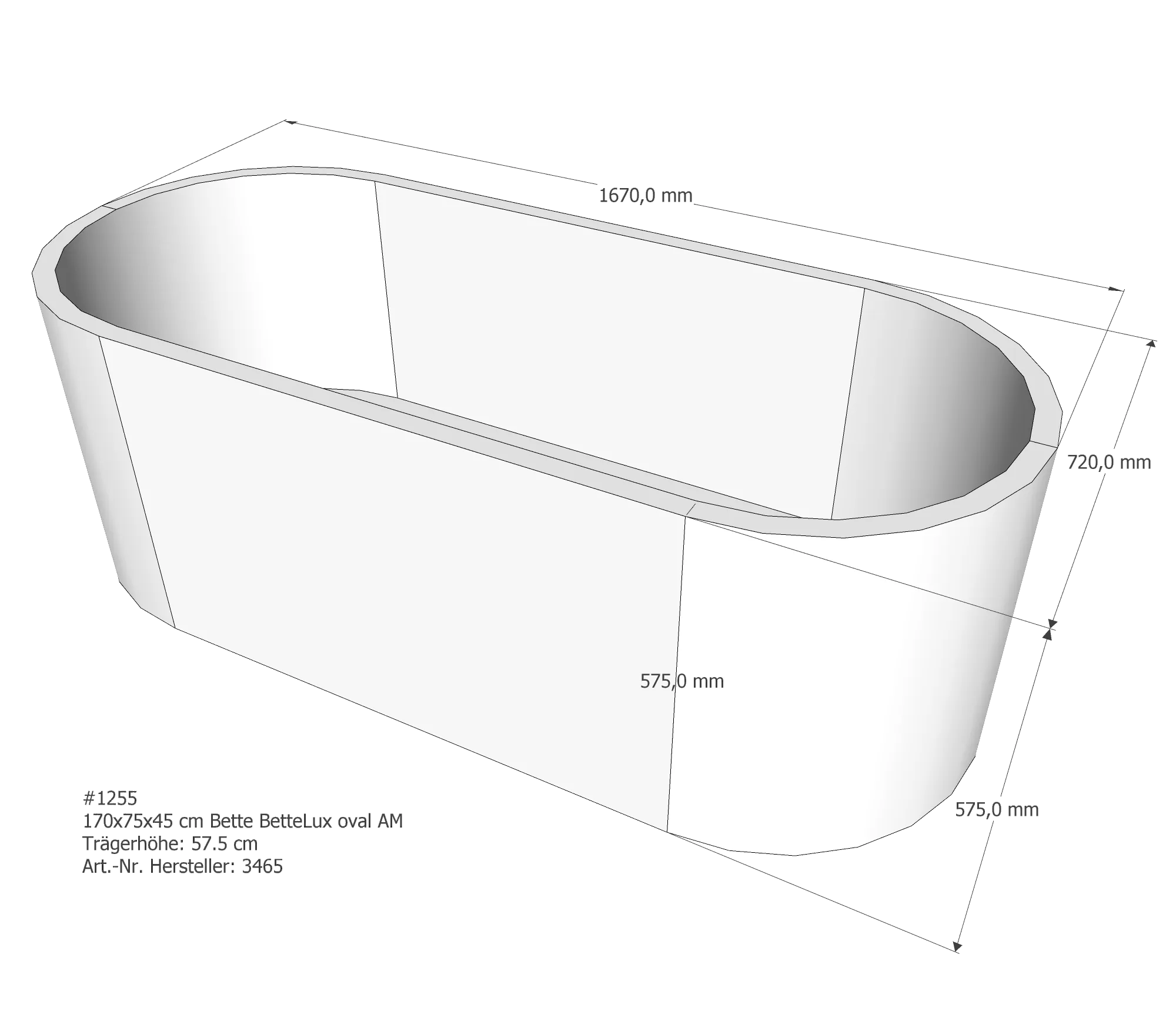 Badewannenträger für Bette LuxOval 170 × 75 × 45 cm Breite: 75 cm / Länge: 170 cm Badewannenträger für Bette LuxOval 170 × 75 × 45 cm Breite: 75 cm / Länge: 170 cm