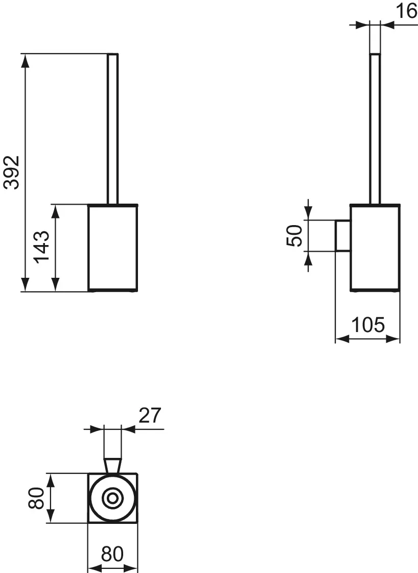 Bürstengarnitur IOM Cube, Behälter aus Metall, Chrom Bürstengarnitur IOM Cube, Behälter aus Metall, Chrom