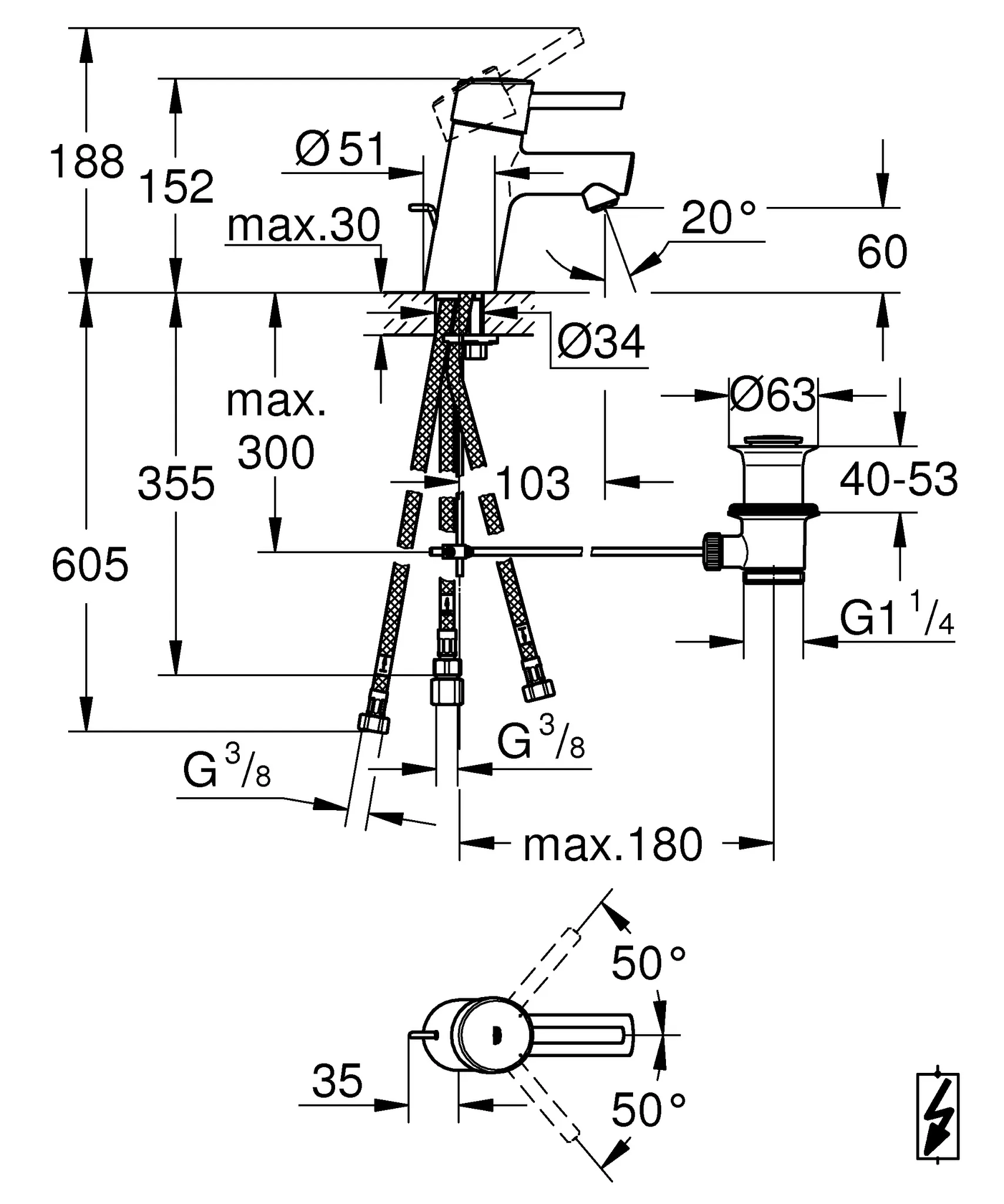 Einhand-Waschtischbatterie Concetto 23060_1, S-Size, Einlochmontage, 35 mm Keramikkartusche, Zugstangen-Ablaufgarnitur 1 1/4'', chrom Einhand-Waschtischbatterie Concetto 23060_1, S-Size, Einlochmontage, 35 mm Keramikkartusche, Zugstangen-Ablaufgarnitur 1 1/4'', chrom