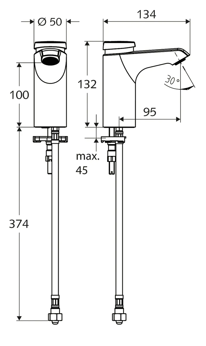 Waschtisch-Armatur XERIS SC, HD-K small - Hochdruck Kaltwasser / vorgemischtes Wasser, Selbstschluss, G 3/8 IG, chrom