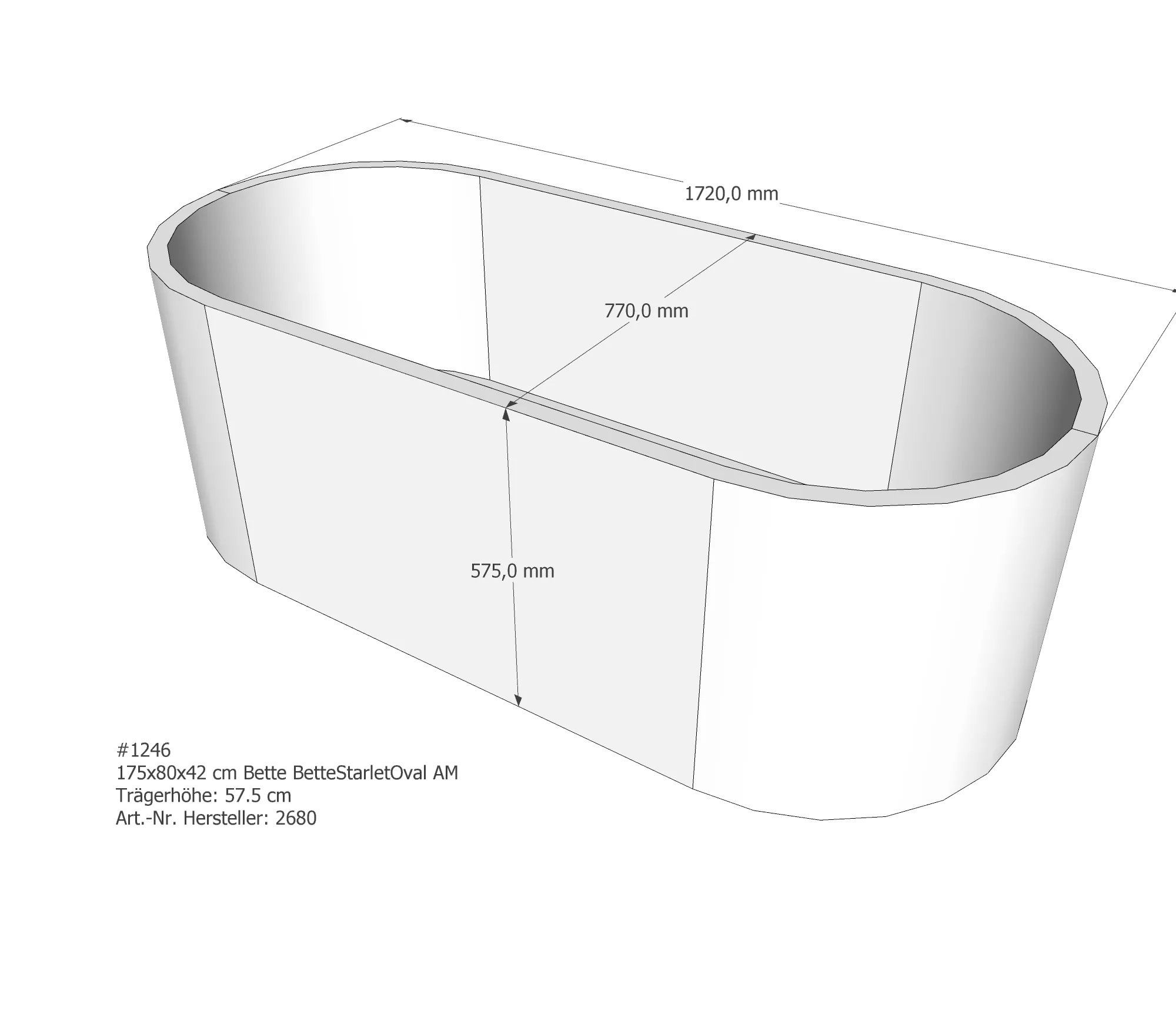 Badewannenträger für Bette StarletOval 175 × 80 × 42 cm Breite: 80 cm / Länge: 175 cm Badewannenträger für Bette StarletOval 175 × 80 × 42 cm Breite: 80 cm / Länge: 175 cm