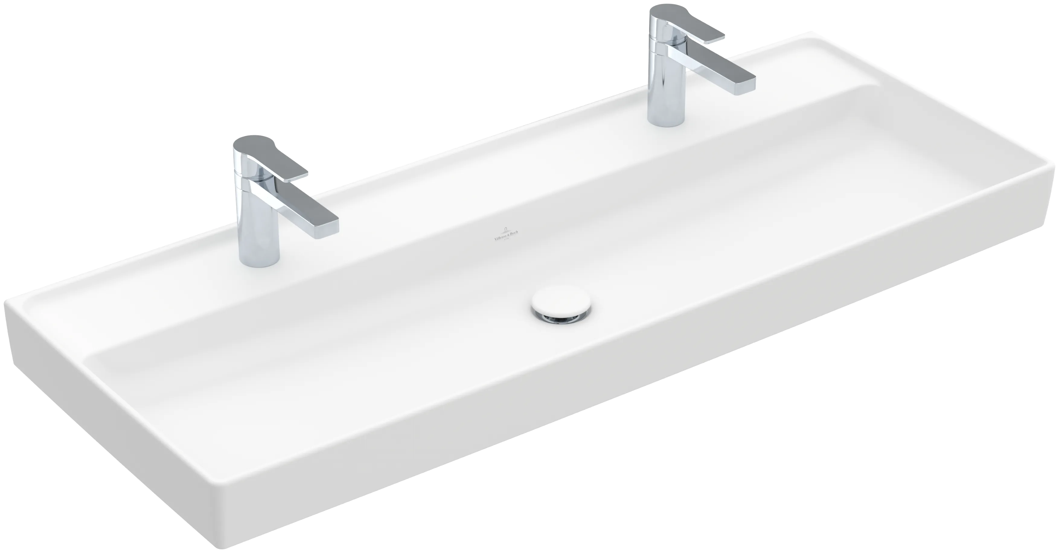 Villeroy & Boch Schrankwaschtisch aus TitanCeram „Collaro“ 1200 × 470 × 160 mm, Hahnlochposition links und rechts, mit Hahnlochbohrung in Stone White Villeroy & Boch Schrankwaschtisch aus TitanCeram „Collaro“ 1200 × 470 × 160 mm, Hahnlochposition links und rechts, mit Hahnlochbohrung in Stone White