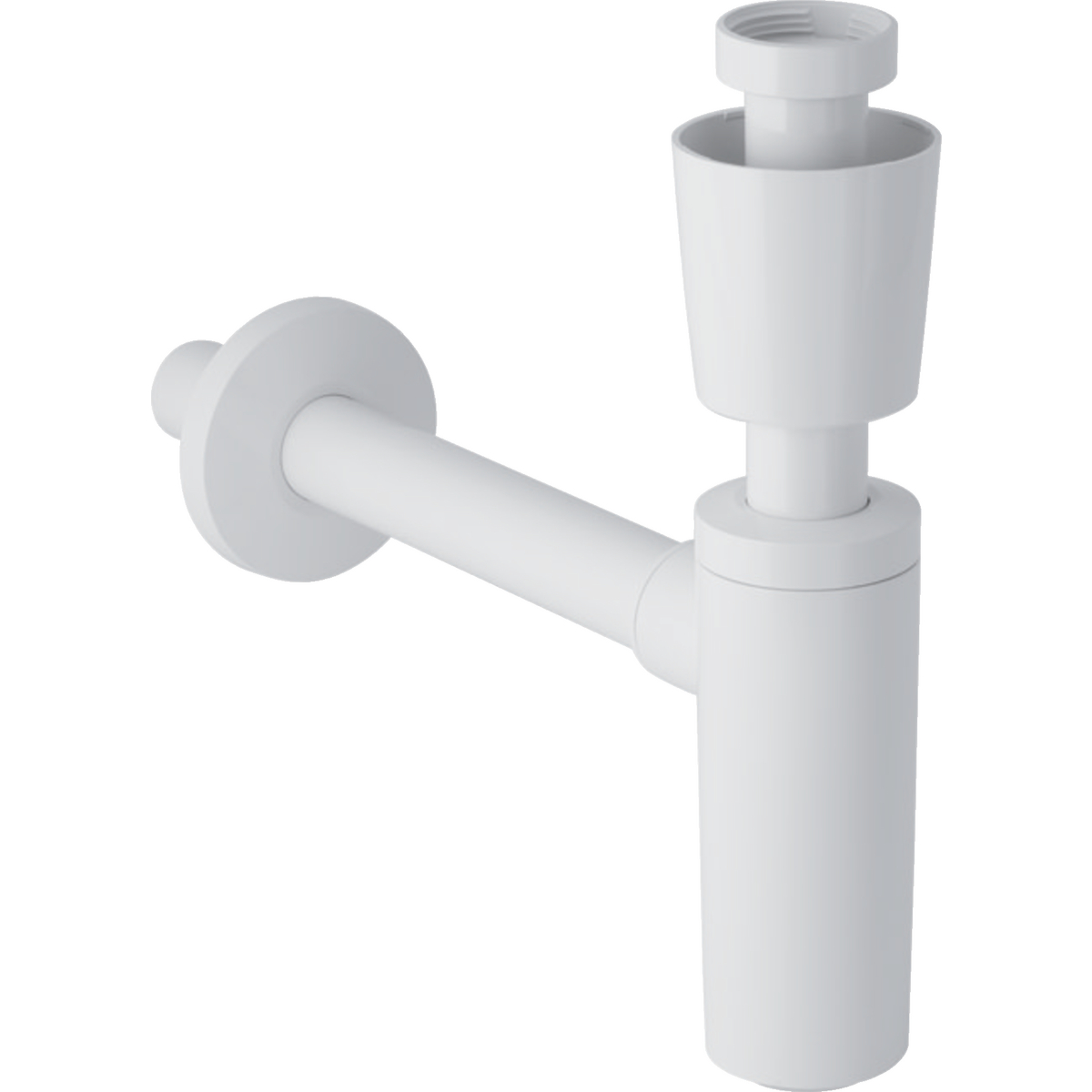 Tauchrohrgeruchsverschluss für Waschbecken, mit Ventilrosette, Abgang horizontal: d=32mm, G=1 1/4″, weiß-alpin Tauchrohrgeruchsverschluss für Waschbecken, mit Ventilrosette, Abgang horizontal: d=32mm, G=1 1/4″, weiß-alpin