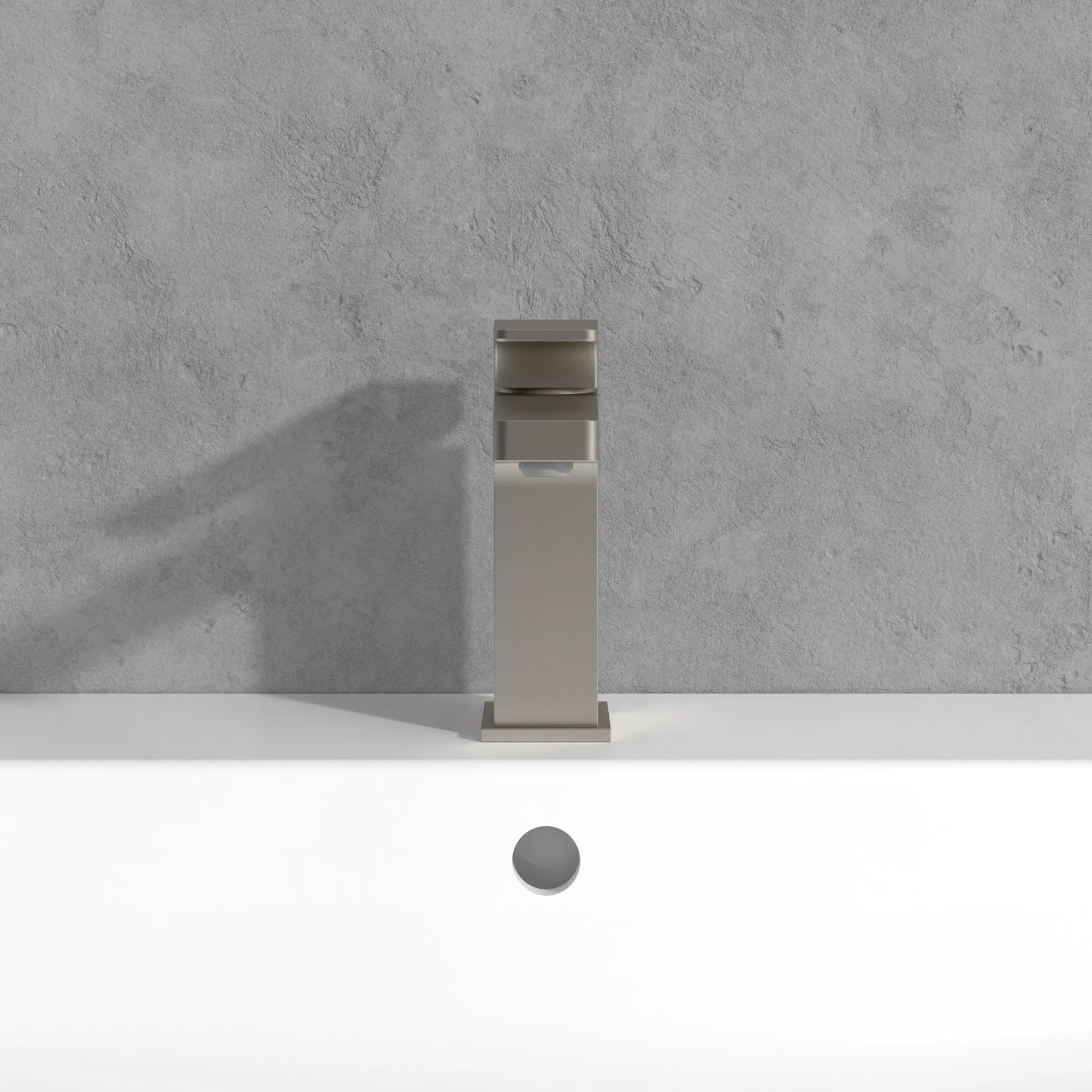 Einhand-Waschtischarmatur „Architectura Square“ 16,5 cm Ausladung 130 mm in Brushed Nickel Matt Einhand-Waschtischarmatur „Architectura Square“ 16,5 cm Ausladung 130 mm in Brushed Nickel Matt