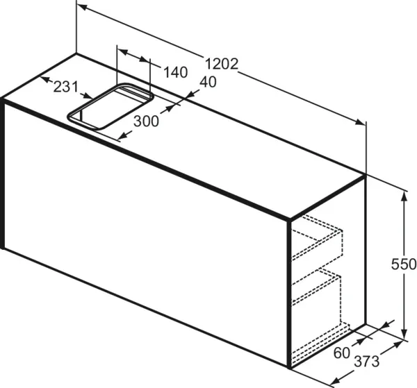 Ideal Standard Waschtischunterschrank Conca, 1202x373x550mm, Weiß Ideal Standard Waschtischunterschrank Conca, 1202x373x550mm, Weiß