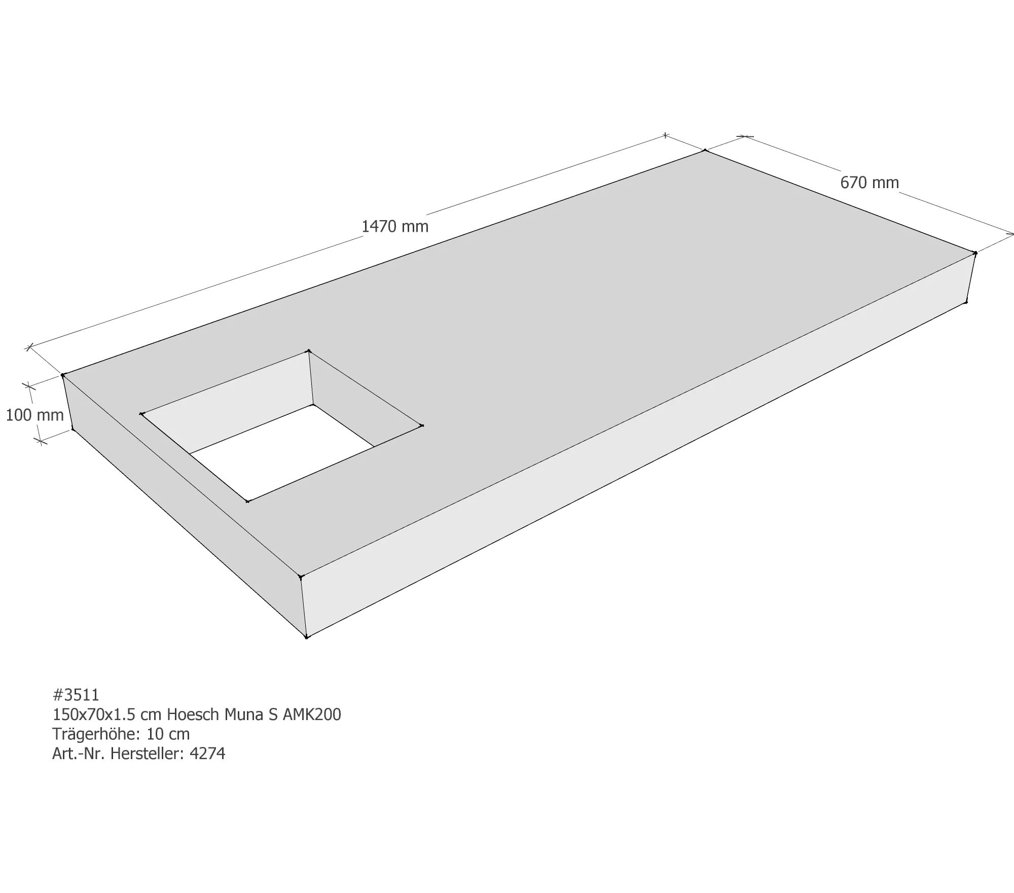 Duschwannenträger für Hoesch Muna S 150 × 70 × 1,5 cm Duschwannenträger für Hoesch Muna S 150 × 70 × 1,5 cm