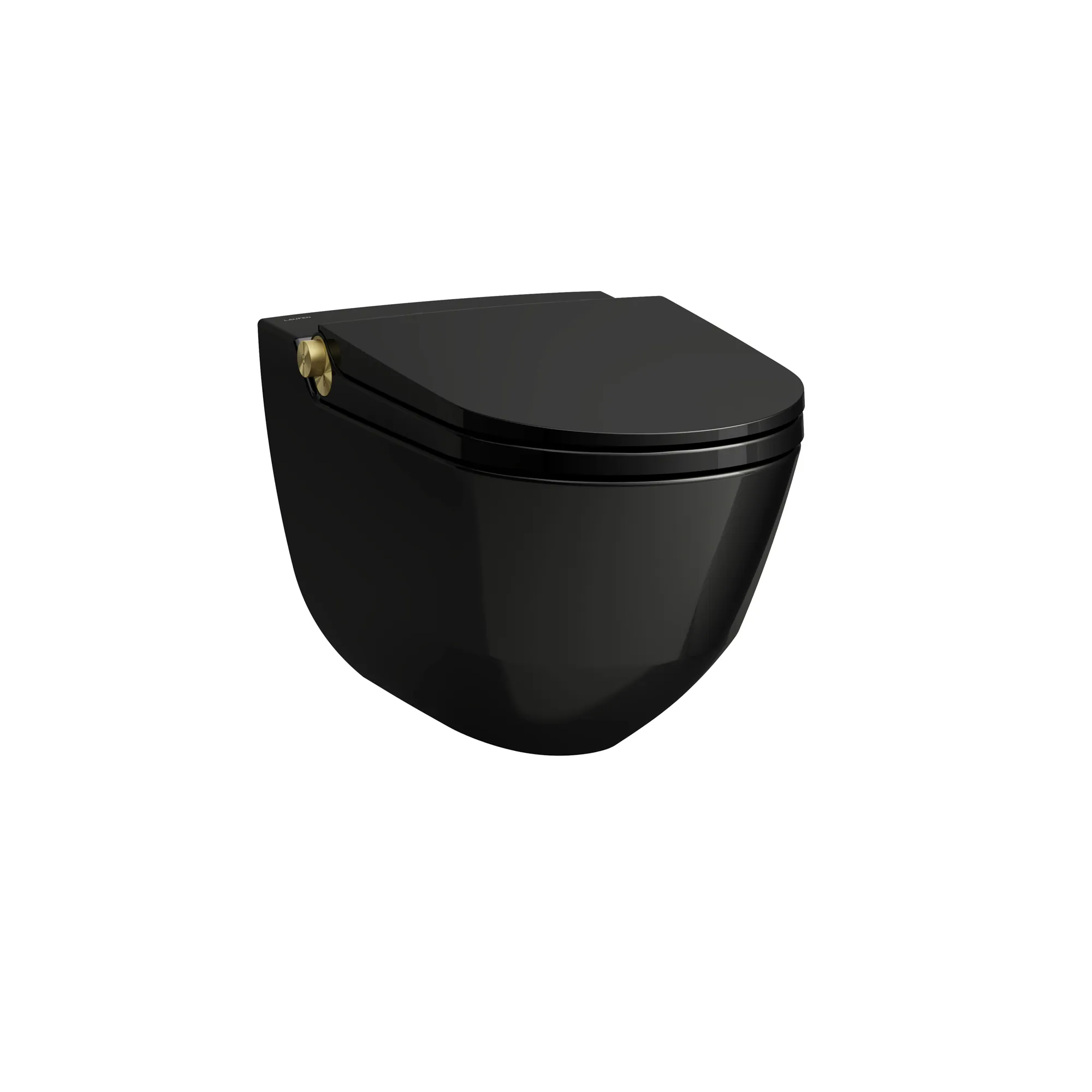 Laufen Wand-Dusch-Tiefspül-WC „Cleanet Riva“ 395 × 415 × 600 mm in Schwarz (glänzend), Sichtteile Blassgold matt, Befestigung verdeckt Laufen Wand-Dusch-Tiefspül-WC „Cleanet Riva“ 395 × 415 × 600 mm in Schwarz (glänzend), Sichtteile Blassgold matt, Befestigung verdeckt