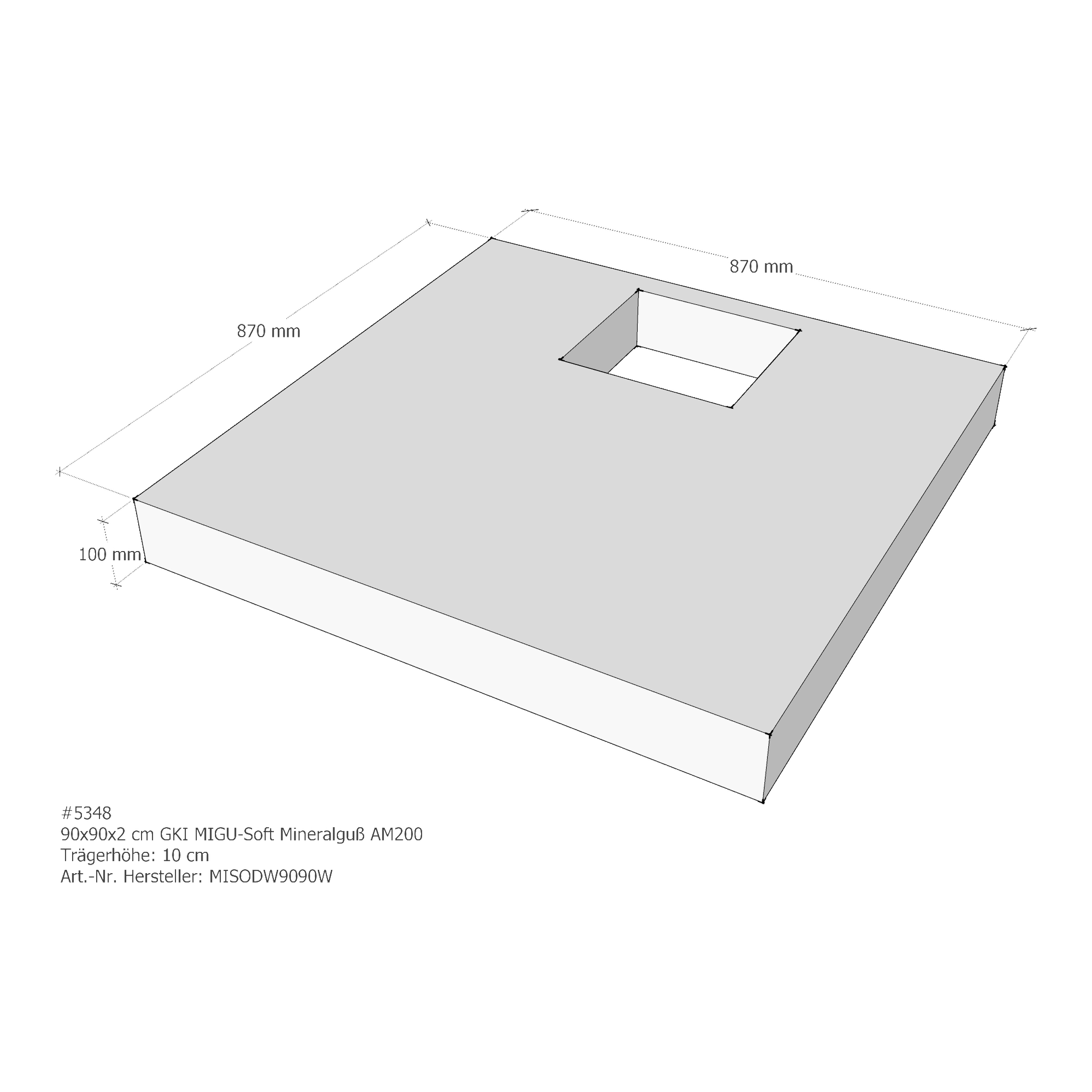 Duschwannenträger für GKI MIGU-Soft Mineralguß 90 × 90 × 2 cm