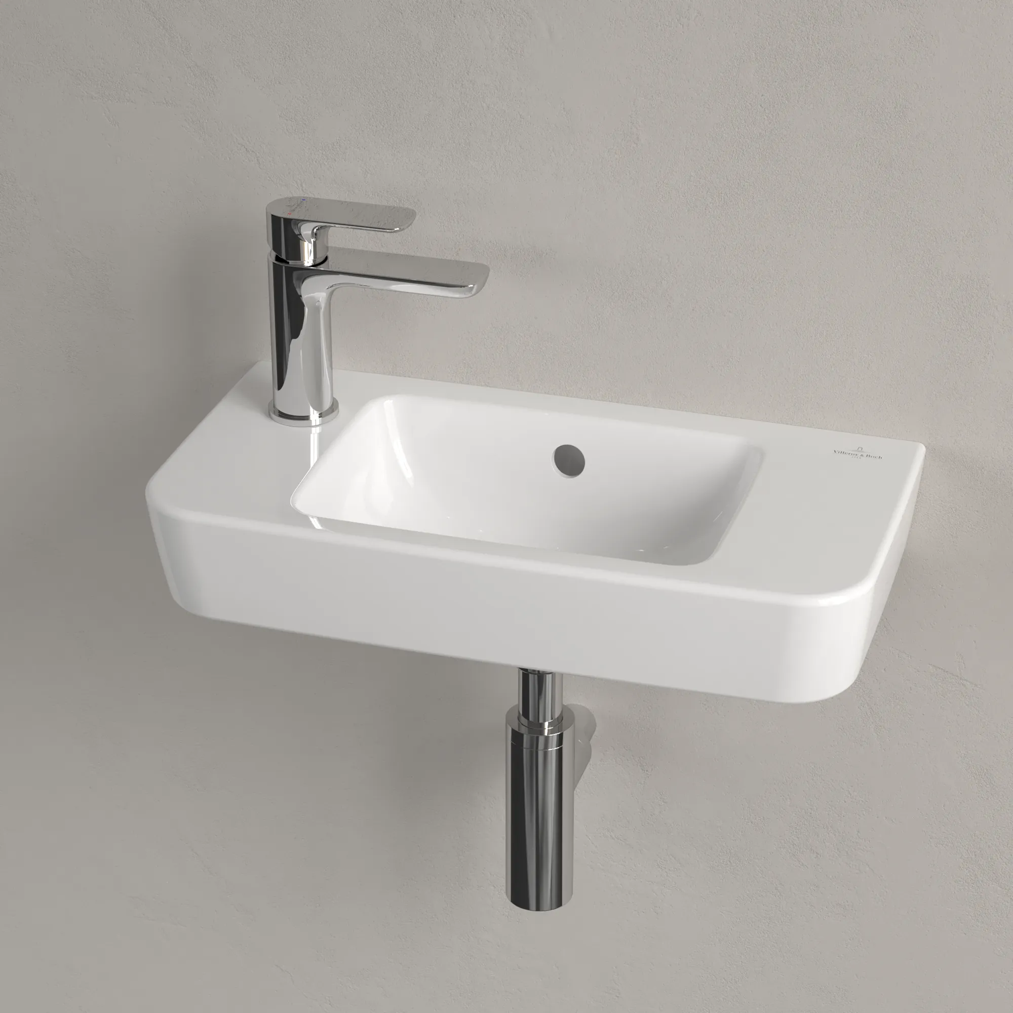 Villeroy & Boch Handwaschbecken „O.novo“ Compact 500 × 250 × 145 mm, für Becken mittig, mit Hahnlochbohrung, Hahnlochposition links in Weiß Alpin Villeroy & Boch Handwaschbecken „O.novo“ Compact 500 × 250 × 145 mm, für Becken mittig, mit Hahnlochbohrung, Hahnlochposition links in Weiß Alpin