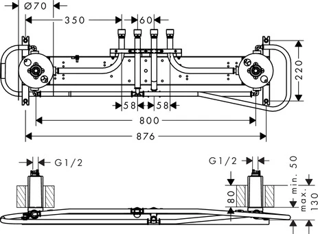 Grundset für Kopfbrause 1200 4jet Axor ShowerHeaven