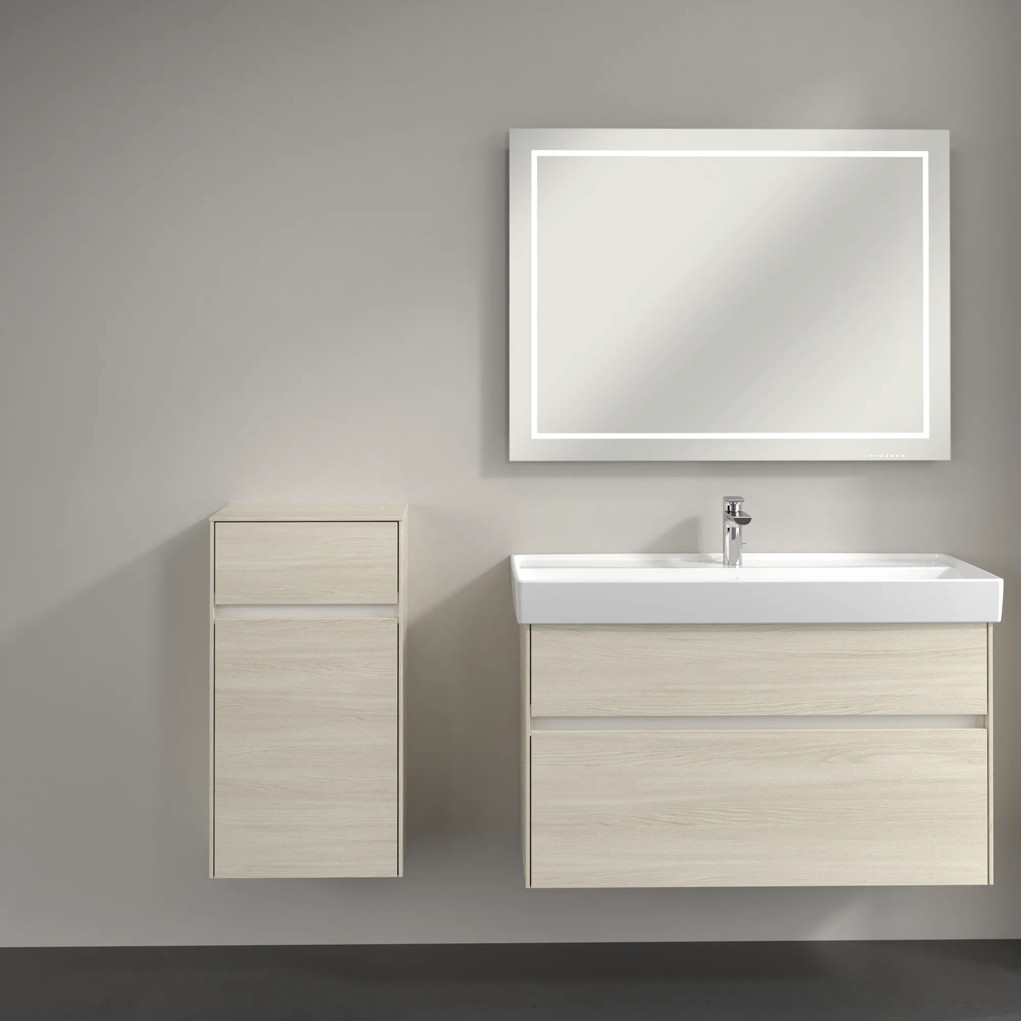 Villeroy & Boch Seitenschrank „Collaro“ 1 Tür, 1 Auszug / Schublade 40,4 × 74,8 × 34,9 cm 1 Tür, Anschlag (Scharnier) links, 1 Auszug / Schublade Villeroy & Boch Seitenschrank „Collaro“ 1 Tür, 1 Auszug / Schublade 40,4 × 74,8 × 34,9 cm 1 Tür, Anschlag (Scharnier) links, 1 Auszug / Schublade