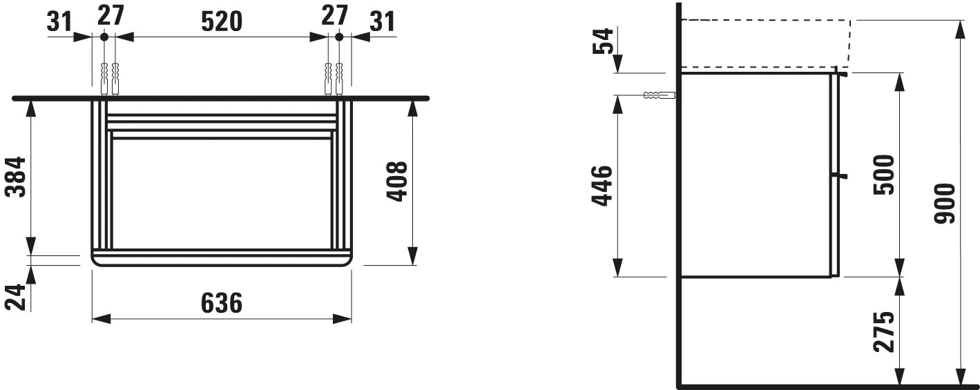Laufen Waschtischunterbau „SPACE“ 410 × 520 × 635 mm Nussbaum hell Laufen Waschtischunterbau „SPACE“ 410 × 520 × 635 mm Nussbaum hell