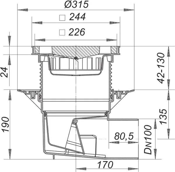 Hof- und Parkdeckablauf 615.0, DN 100 Hof- und Parkdeckablauf 615.0, DN 100