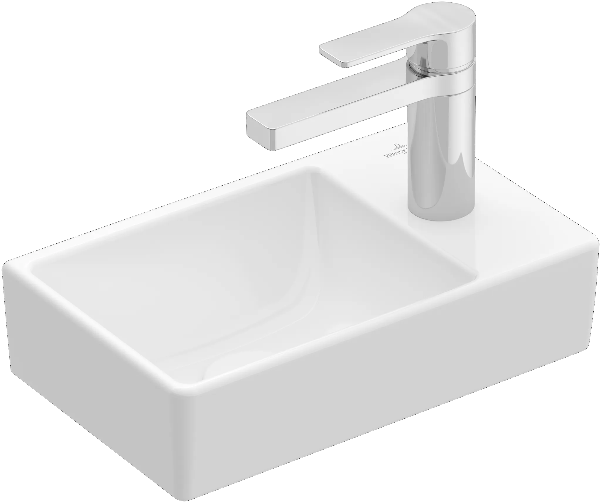 Villeroy & Boch Handwaschbecken „Avento“ 360 × 220 × 110 mm, für Becken links, mit Hahnlochbohrung, Hahnlochposition mittig in Morning Green Villeroy & Boch Handwaschbecken „Avento“ 360 × 220 × 110 mm, für Becken links, mit Hahnlochbohrung, Hahnlochposition mittig in Morning Green
