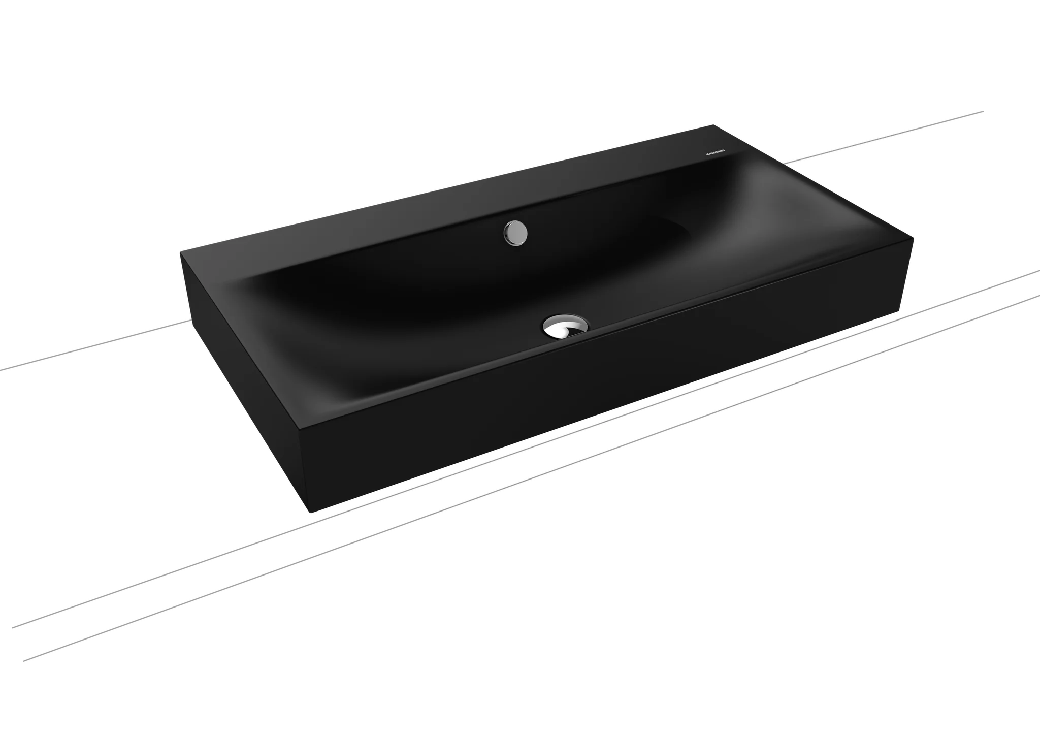 Aufsatzwaschtisch „Silenio“ 90 × 46 cm, ohne Hahnlochbohrung in schwarz matt, mit Perl-Effekt