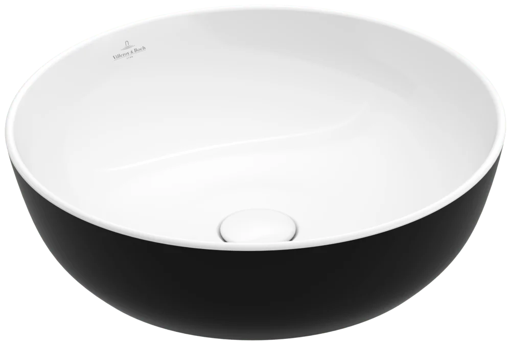 Villeroy & Boch Aufsatzwaschbecken Artis, Rund, Coal Black, 430x430x130 mm, TitanCeram, glänzend, ohne Überlauf Villeroy & Boch Aufsatzwaschbecken Artis, Rund, Coal Black, 430x430x130 mm, TitanCeram, glänzend, ohne Überlauf