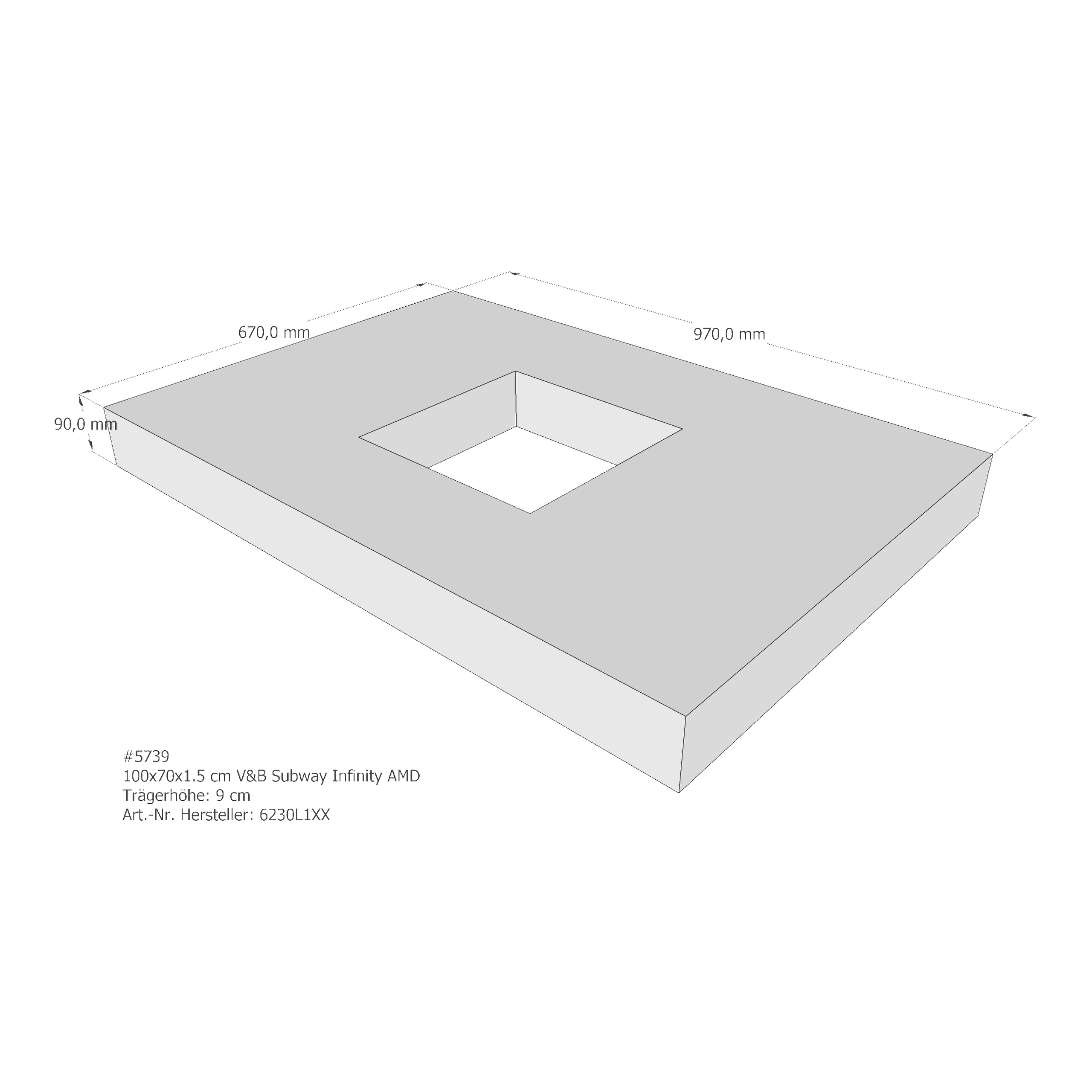 Duschwannenträger für Villeroy & Boch Subway Infinity 100 × 70 × 1,5 cm