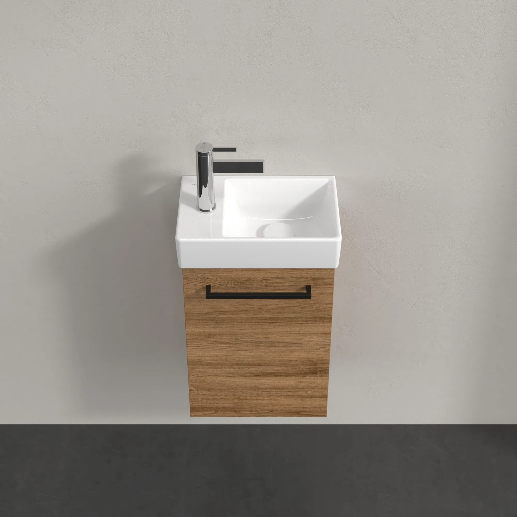 Villeroy & Boch Waschtischunterschrank mit Tür „Avento“ für Schrankwaschtisch 340 × 514 × 202 mm Kansas Oak, Anschlag rechts, Soft Closing, 1 Tür