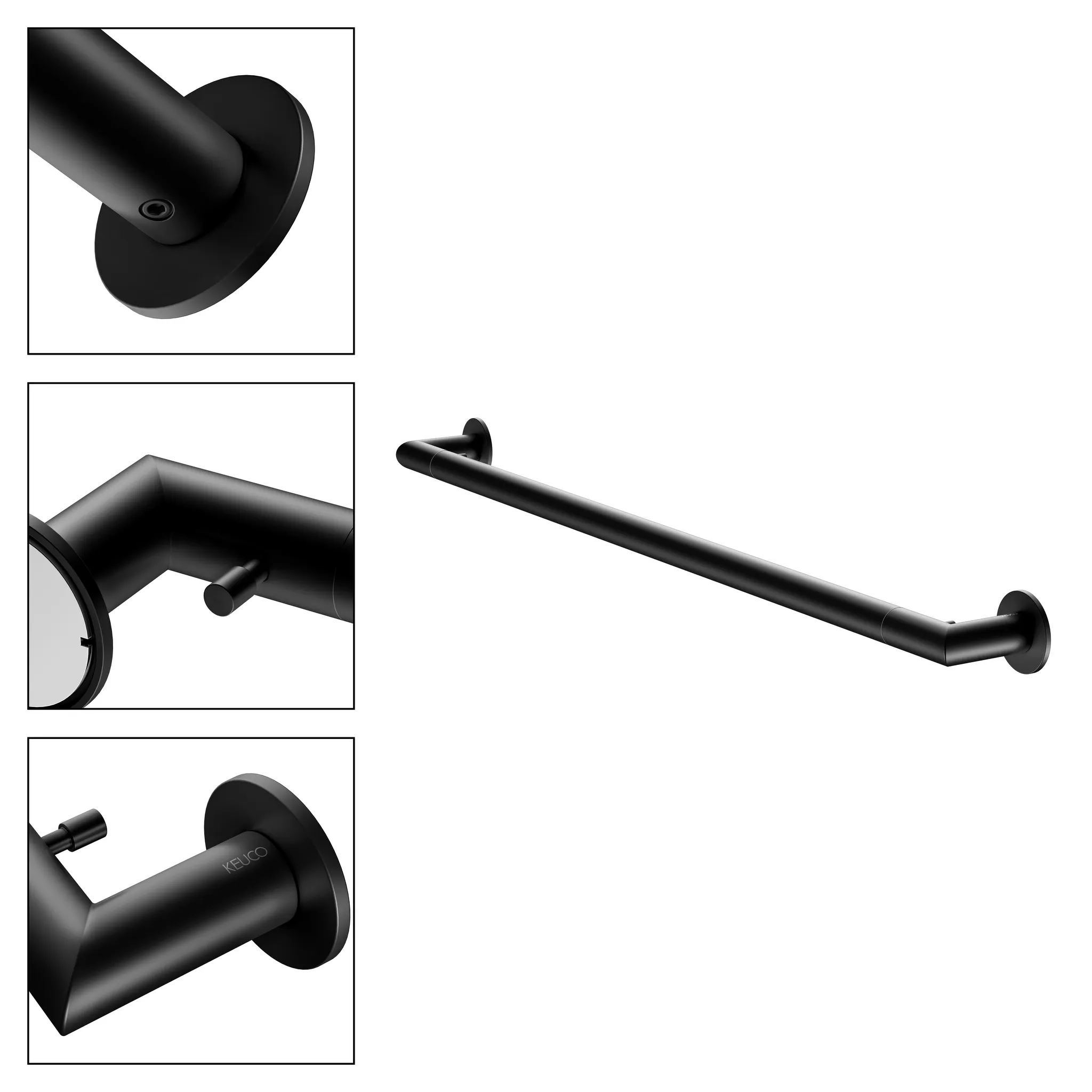 REVA 12801370800 Badetuchhalter mit integriertem Haken 800 mm schwarz