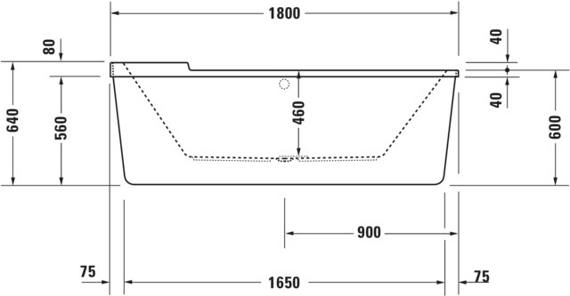 Duravit Badewanne „Starck“ freistehend oval 180 × 80 cm, Mittelablauf 