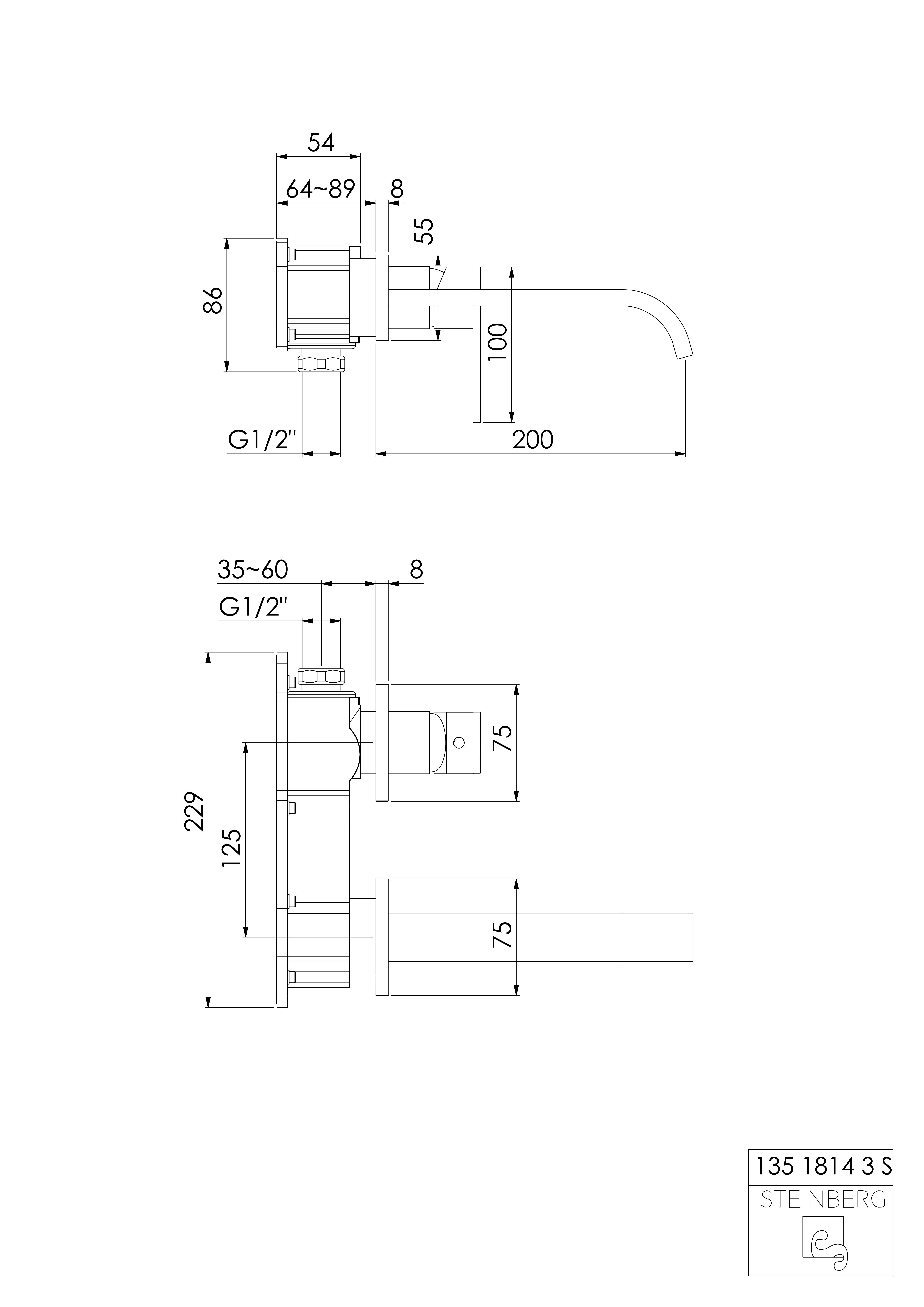 Serie 135 Fertigmontageset für Waschtisch-Einhebelmischer, 2 Rosetten Ausladung: 20 cm, chrom Serie 135 Fertigmontageset für Waschtisch-Einhebelmischer, 2 Rosetten Ausladung: 20 cm, chrom