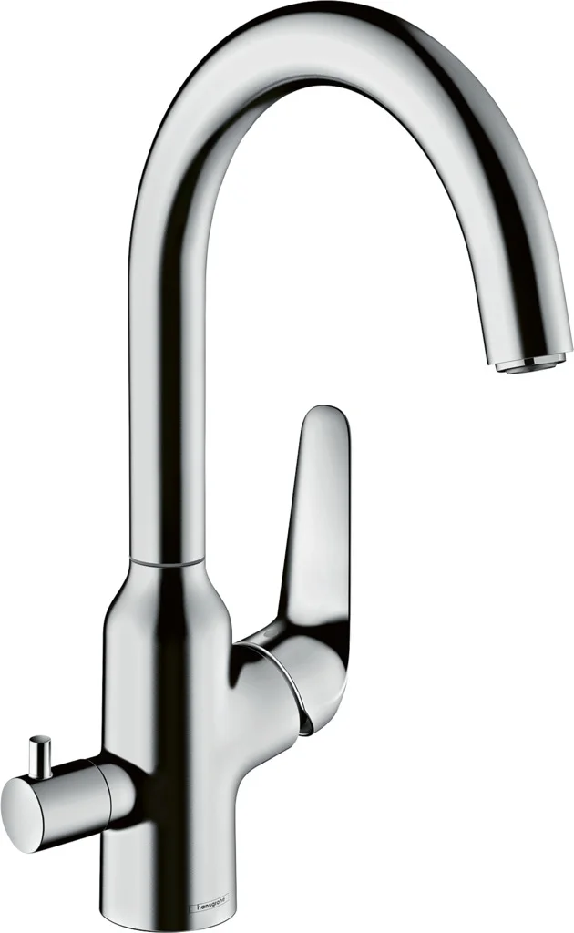 Hansgrohe Focus M42 Einhebel-Küchenmischer 220, Geräteabsperrventil, Chrom, Schwenkbereich einstellbar auf 110° oder 360°, Normalstrahl, Keramikmischsystem, für Durchlauferhitzer geeignet